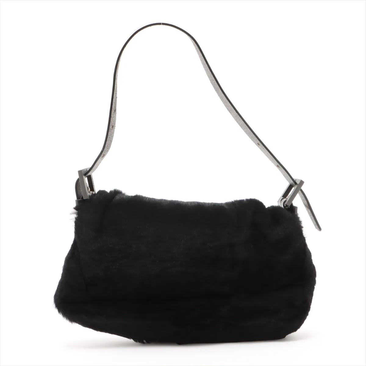Mamma Bucket Leather x Fur Shoulder Bag Black x Gray 26424 — view 2