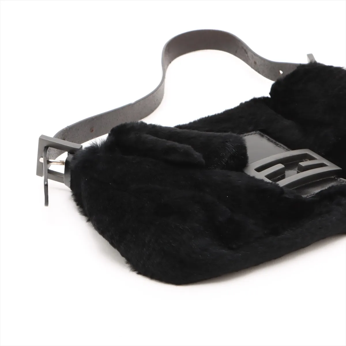Mamma Bucket Leather x Fur Shoulder Bag Black x Gray 26424 — view 4