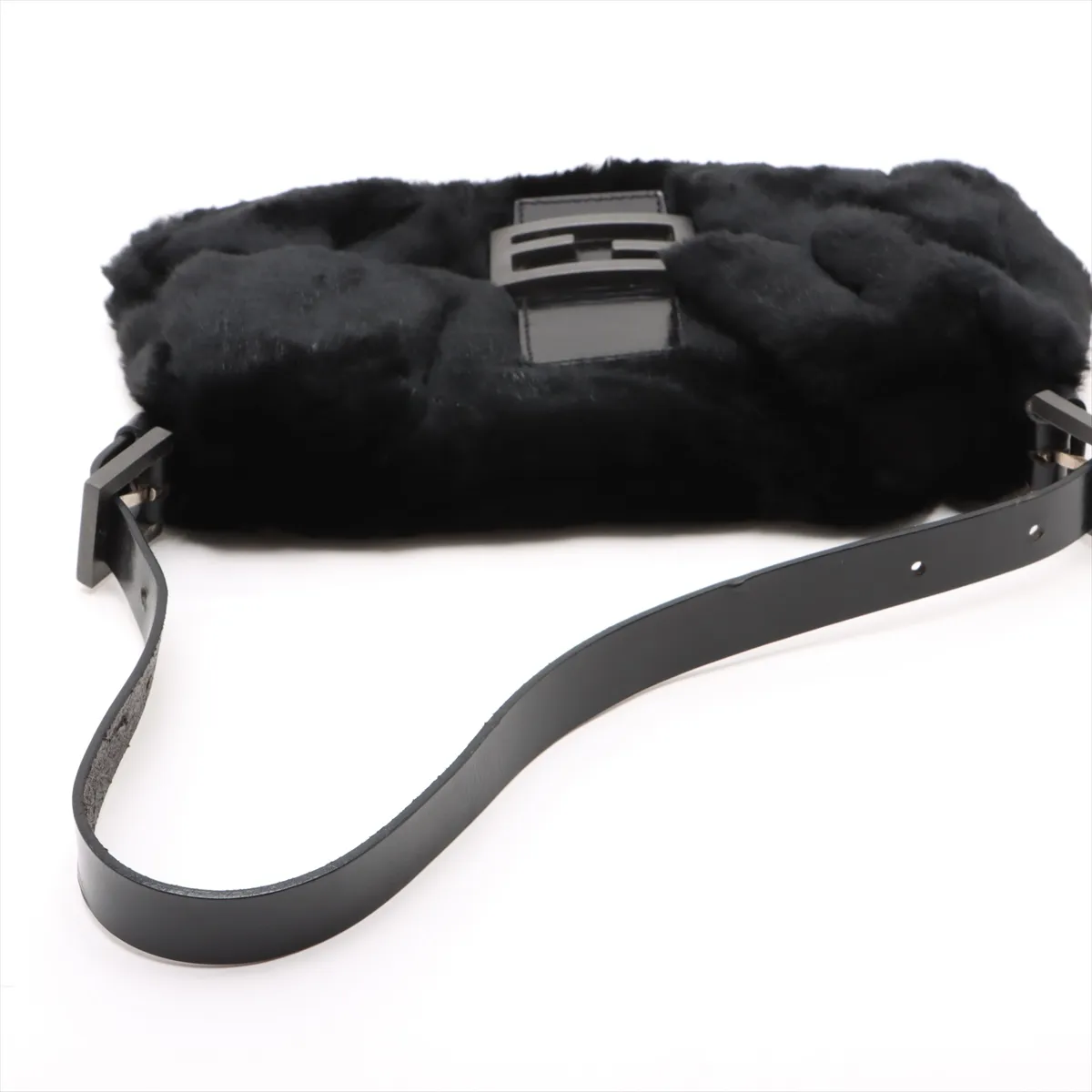 Mamma Bucket Leather x Fur Shoulder Bag Black x Gray 26424 — view 5