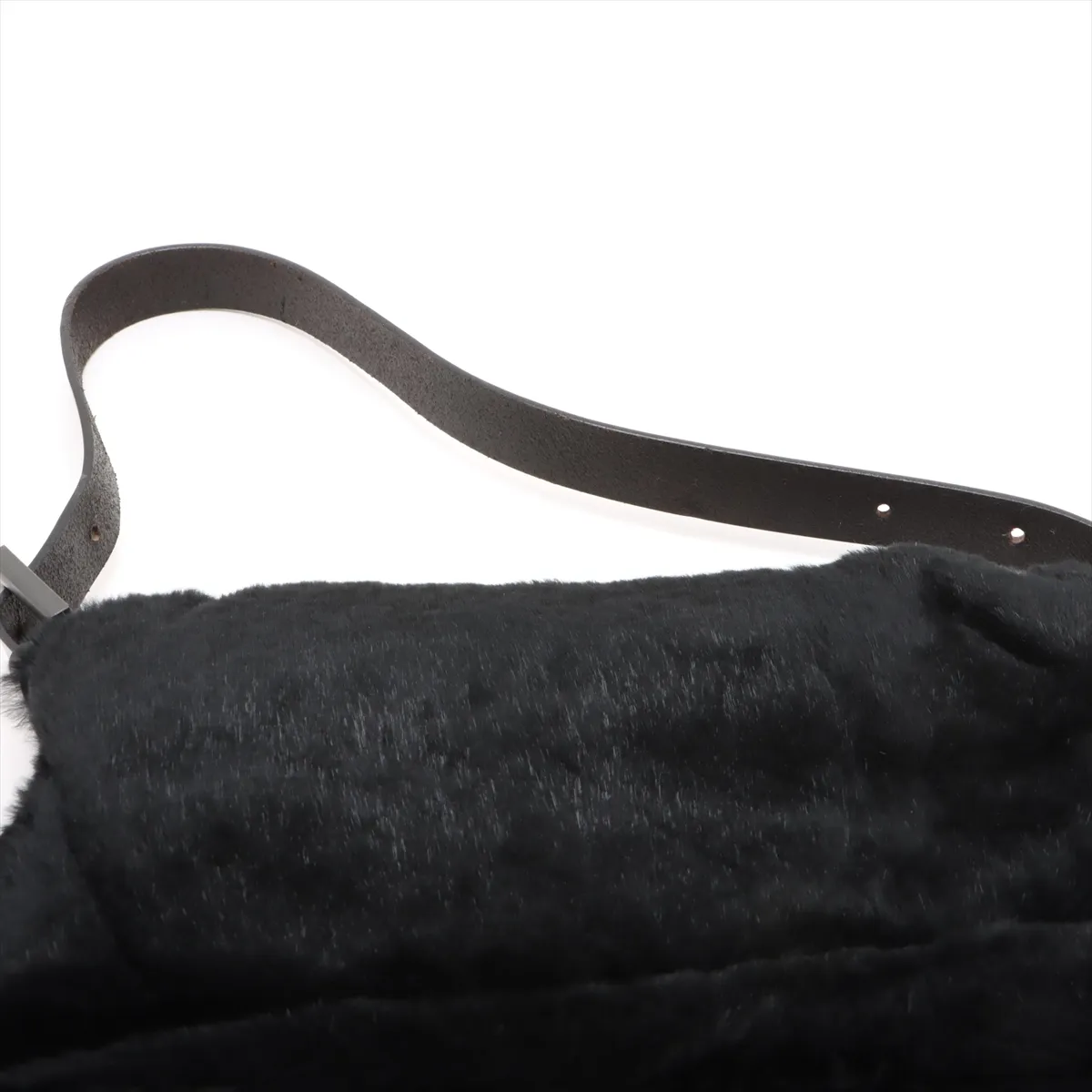 Mamma Bucket Leather x Fur Shoulder Bag Black x Gray 26424 — view 6
