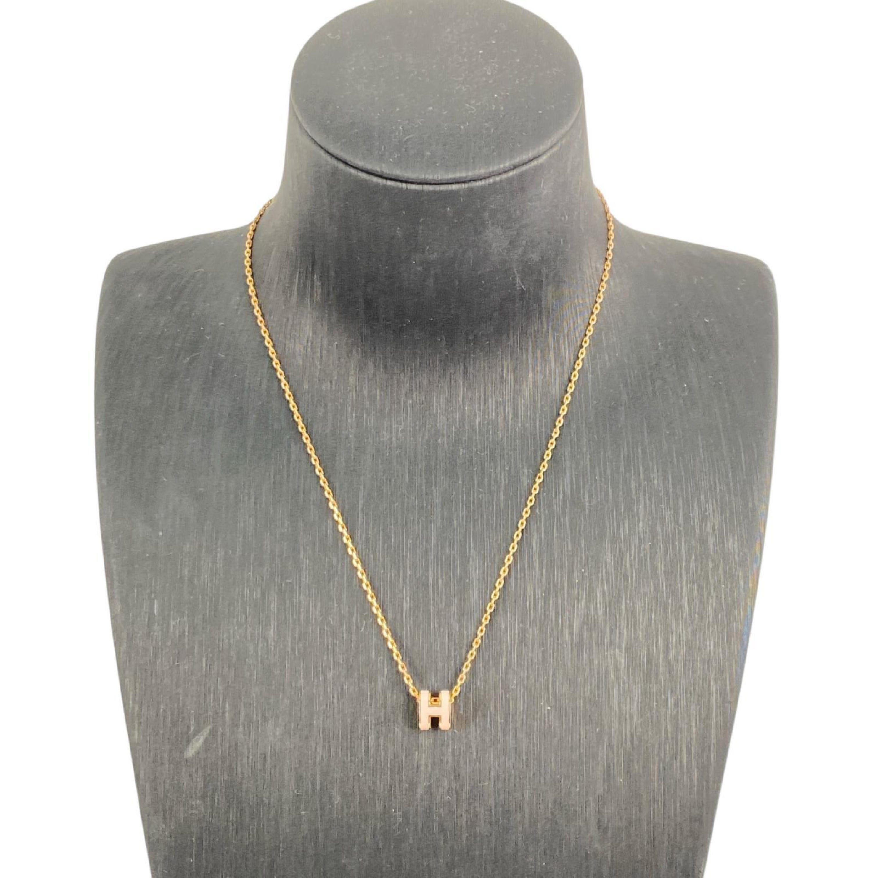 【*Shipped from: Hong Kong*】HERMES ( ) Pink Rose Gold Plated Metal Mini Pop H Necklace — view 2