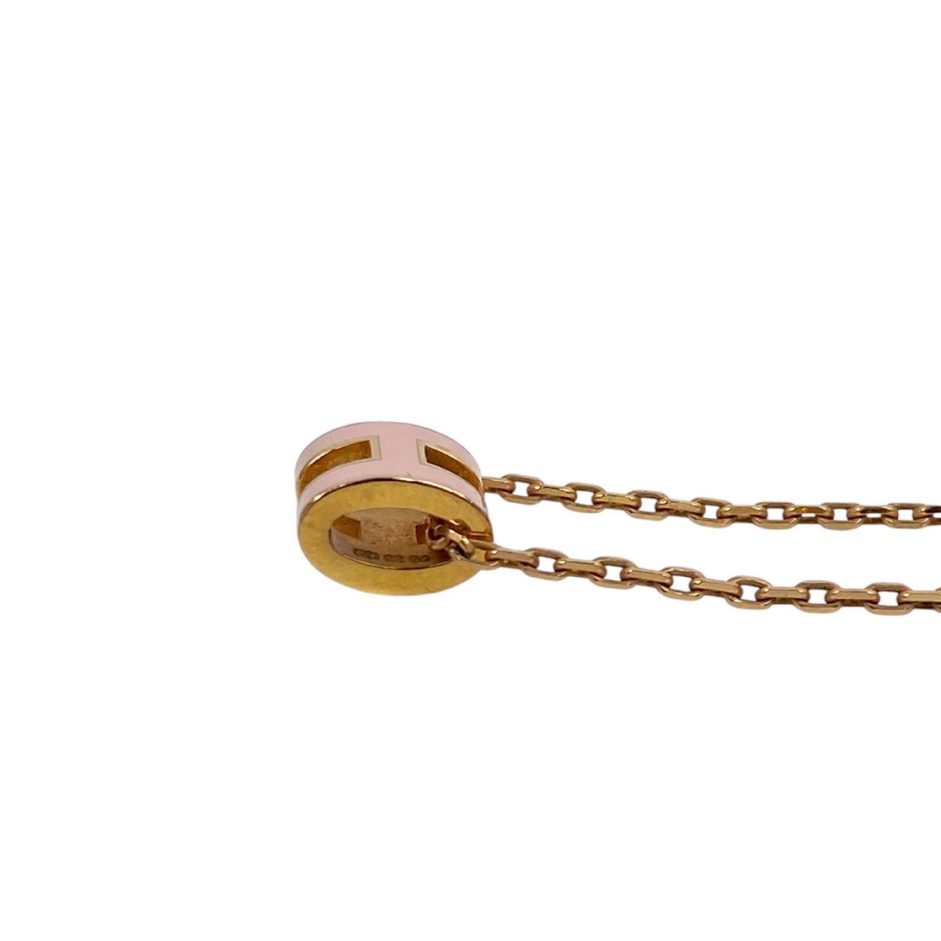 【*Shipped from: Hong Kong*】HERMES ( ) Pink Rose Gold Plated Metal Mini Pop H Necklace — view 6