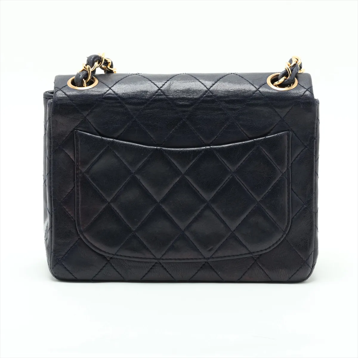 Mini Matelassé 17 Lambskin Single Flap Single Chain Bag Navy Gold Hardware A01115 — view 2