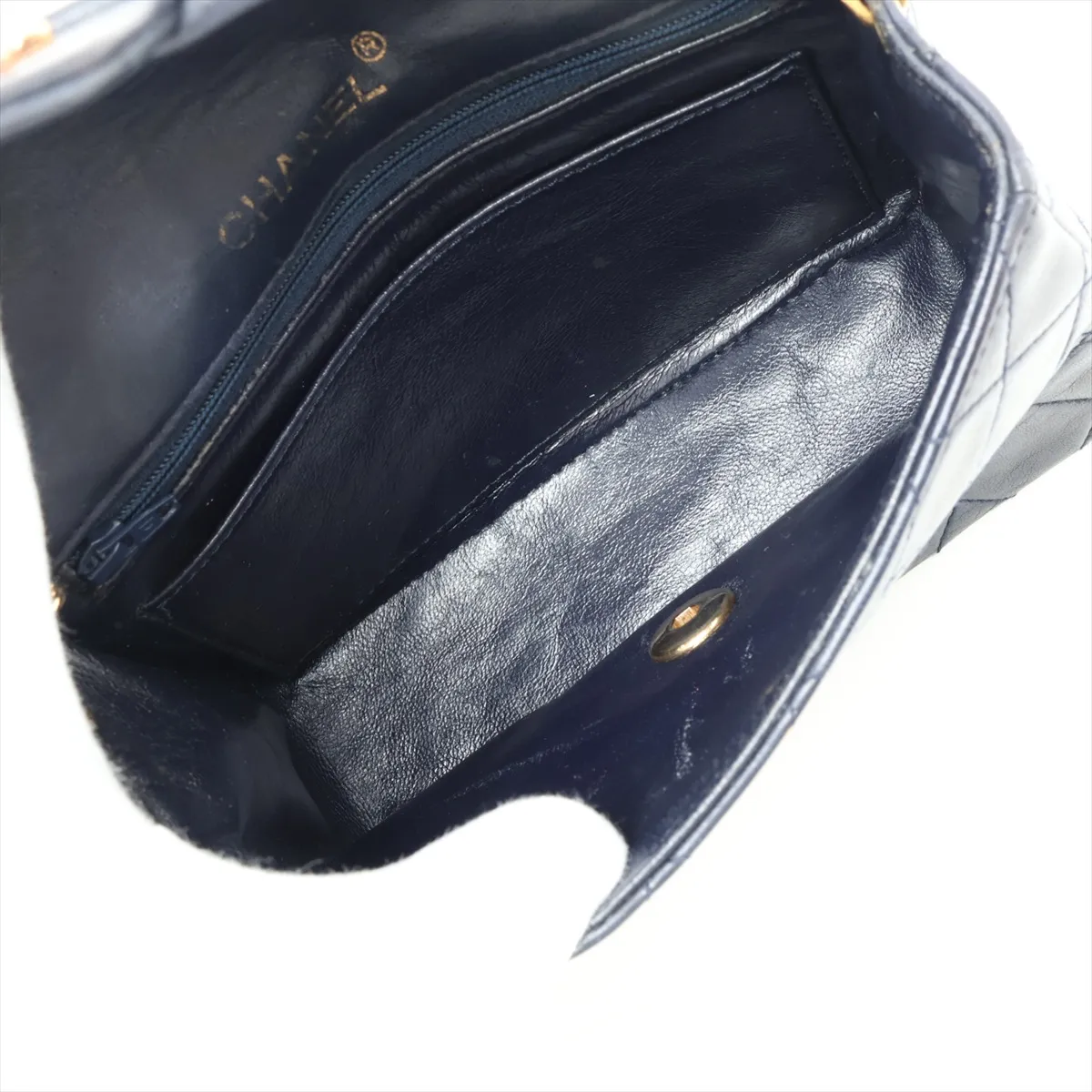 Mini Matelassé 17 Lambskin Single Flap Single Chain Bag Navy Gold Hardware A01115 — view 6