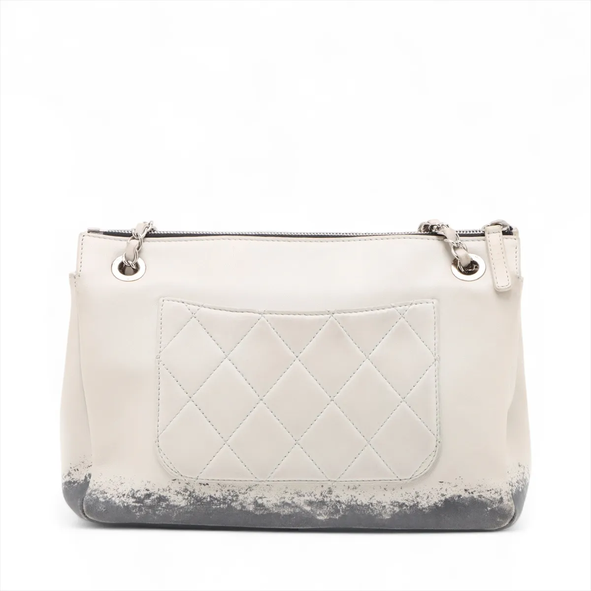 Matelassé Lambskin Chain Shoulder Bag, Gray, Silver Hardware, Item No. 14088667 (Serial No. 14) — view 2