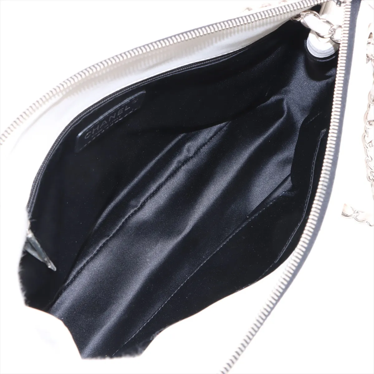 Matelassé Lambskin Chain Shoulder Bag, Gray, Silver Hardware, Item No. 14088667 (Serial No. 14) — view 6