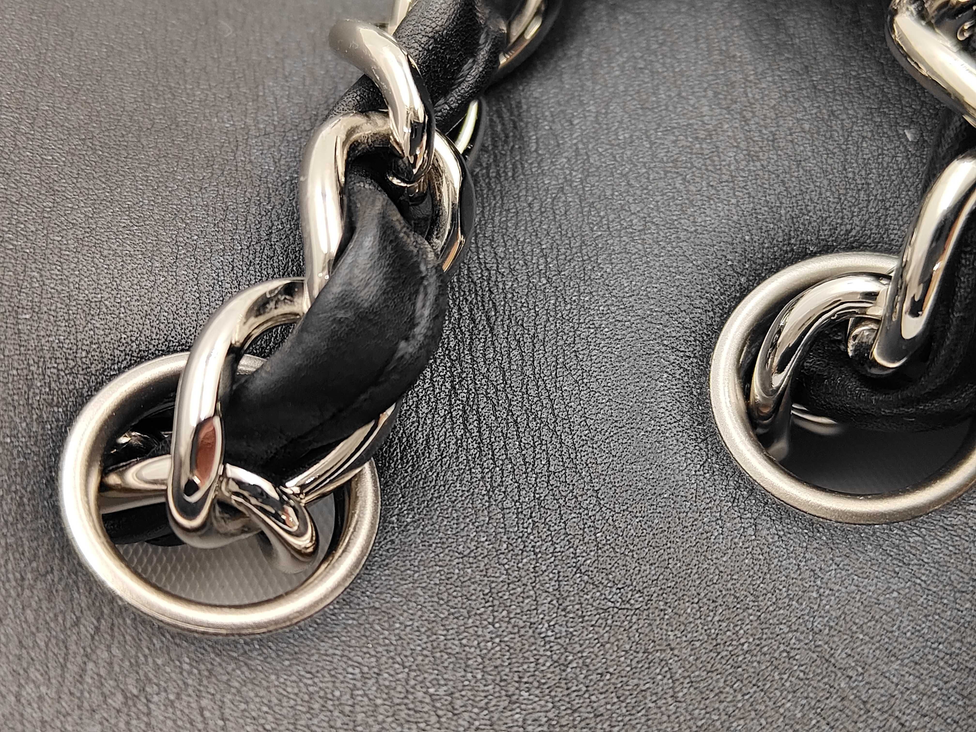 Matelassé Chain Shoulder Bag with Silver Hardware and Black Coco Mark — view 7