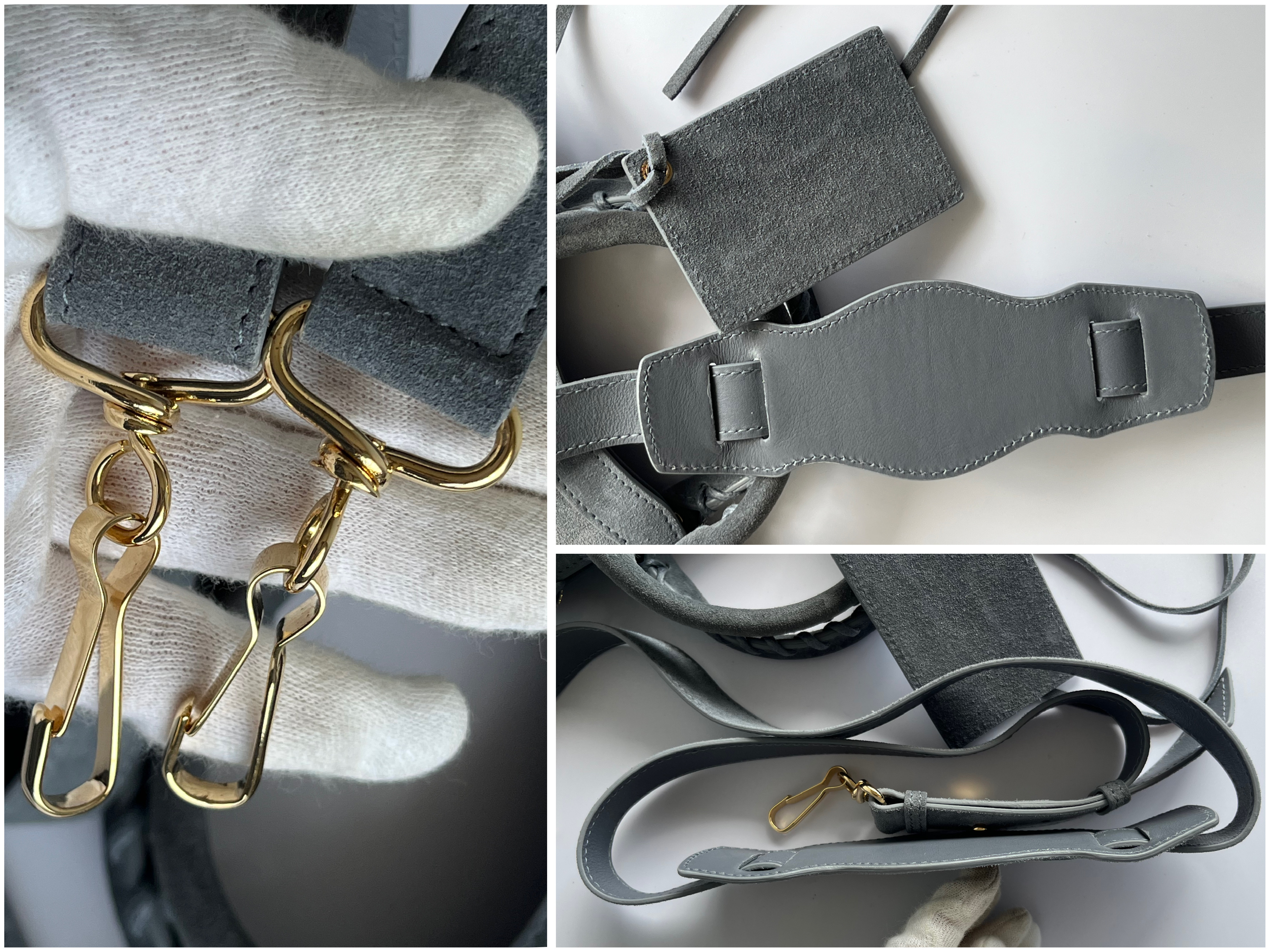 The Mini City Suede Blue-Gray Shoulder Bag with Mirror and Shoulder Strap — view 13