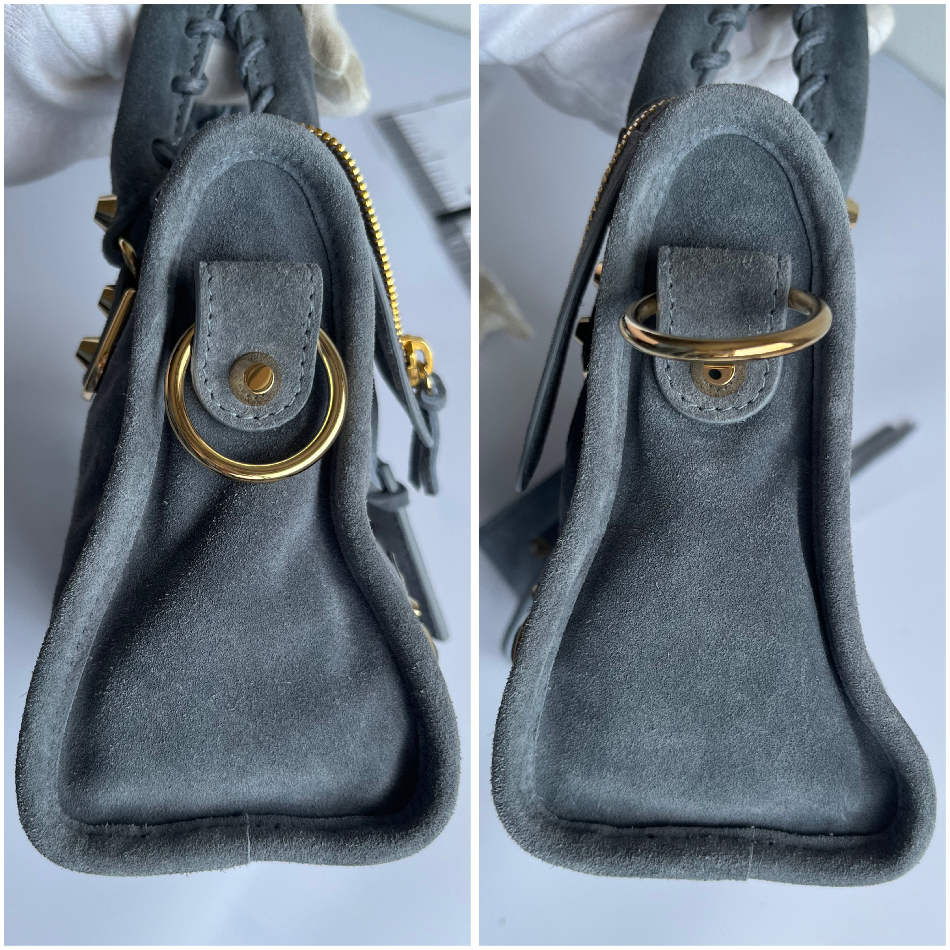 The Mini City Suede Blue-Gray Shoulder Bag with Mirror and Shoulder Strap — view 4