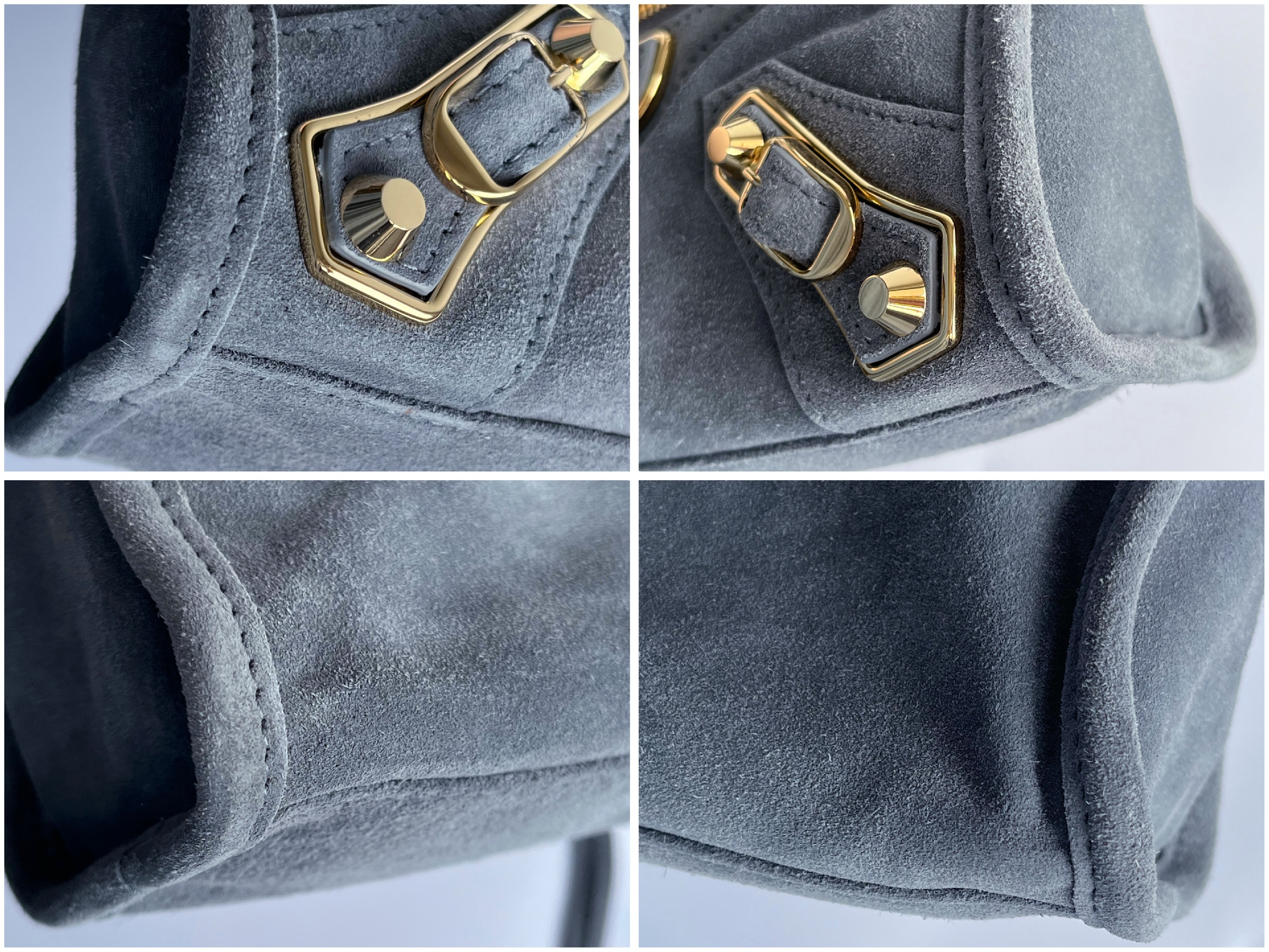 The Mini City Suede Blue-Gray Shoulder Bag with Mirror and Shoulder Strap — view 5