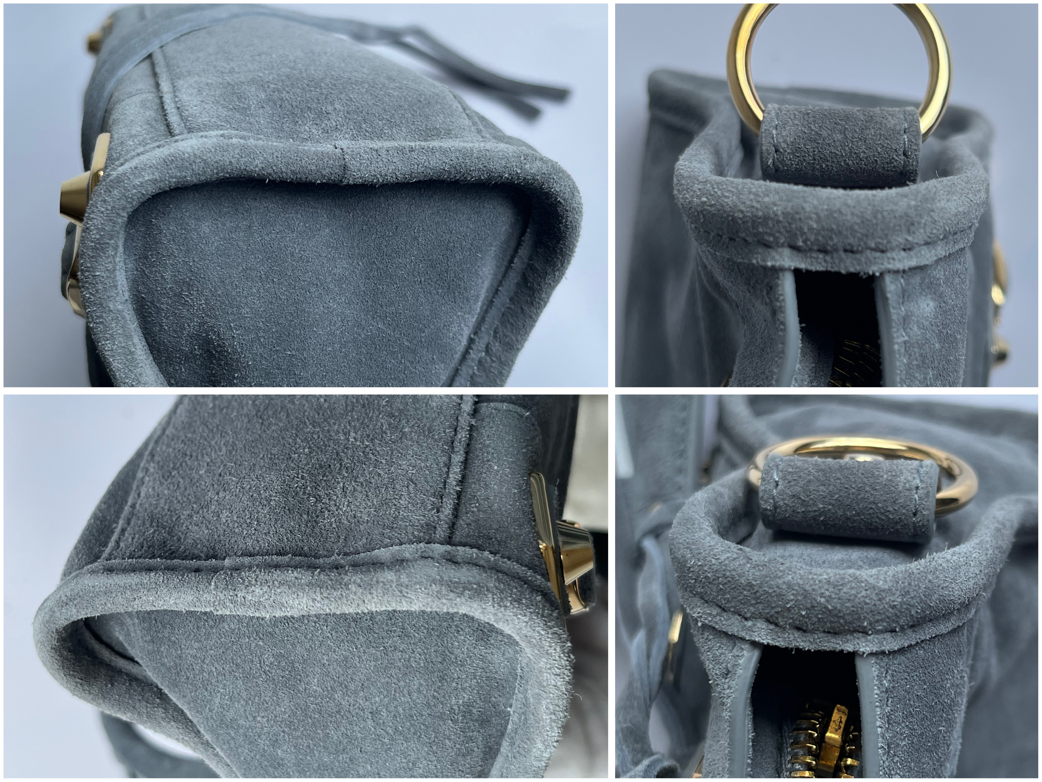 The Mini City Suede Blue-Gray Shoulder Bag with Mirror and Shoulder Strap — view 6
