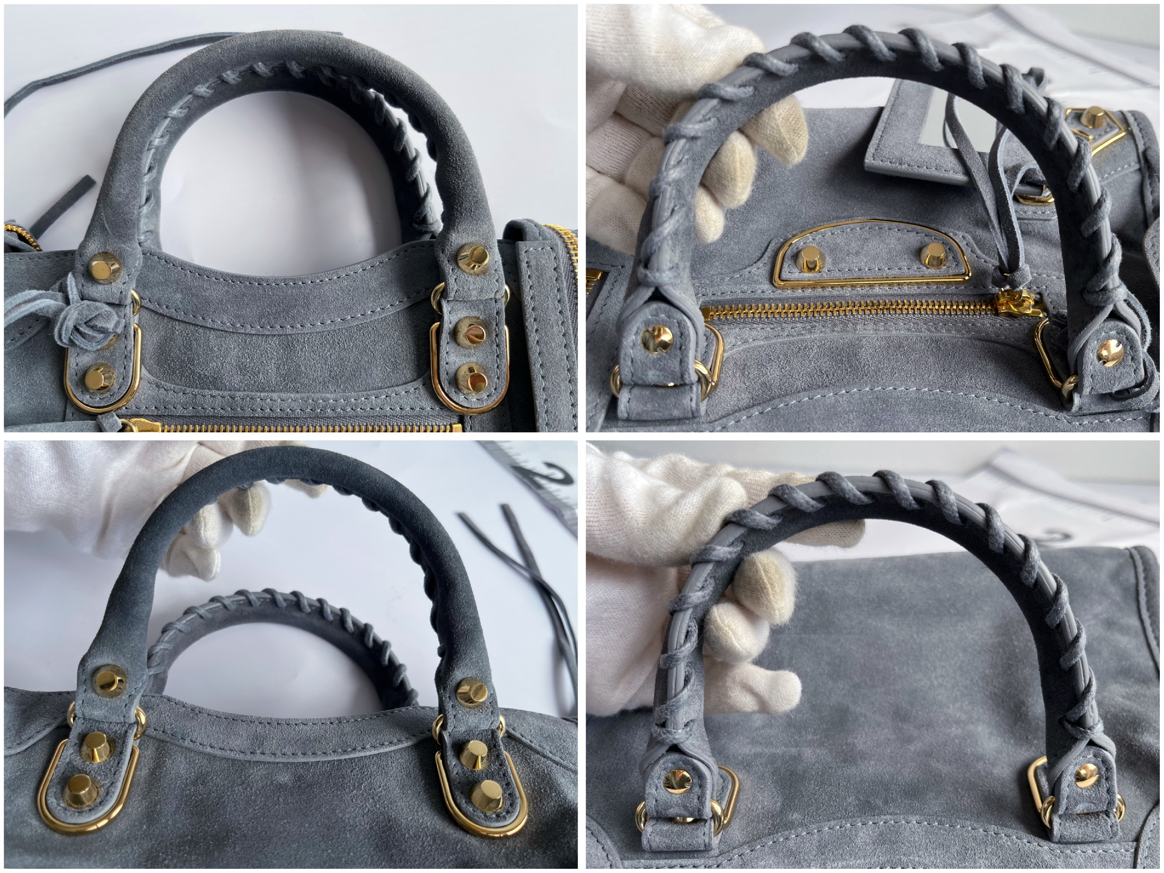 The Mini City Suede Blue-Gray Shoulder Bag with Mirror and Shoulder Strap — view 7