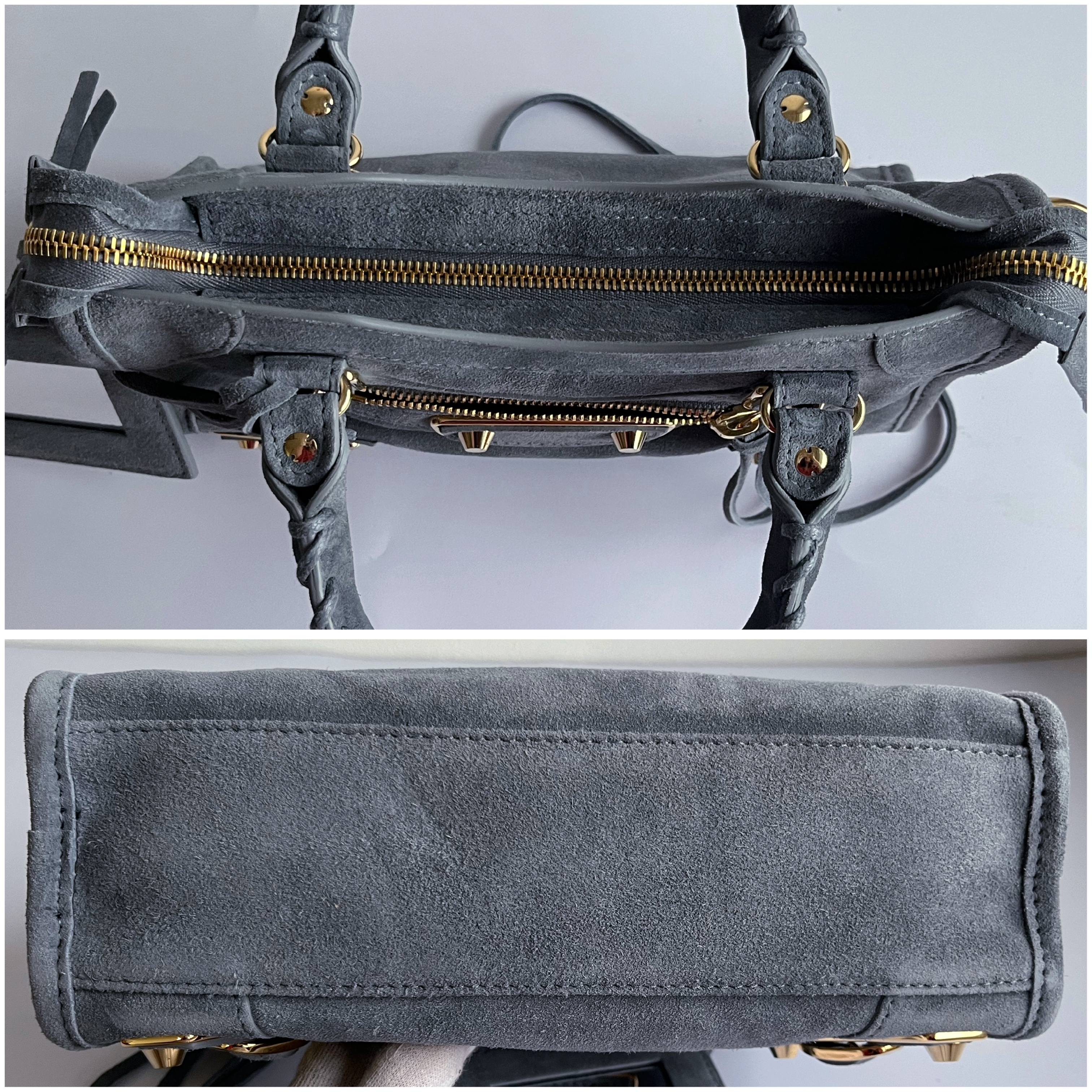 The Mini City Suede Blue-Gray Shoulder Bag with Mirror and Shoulder Strap — view 8