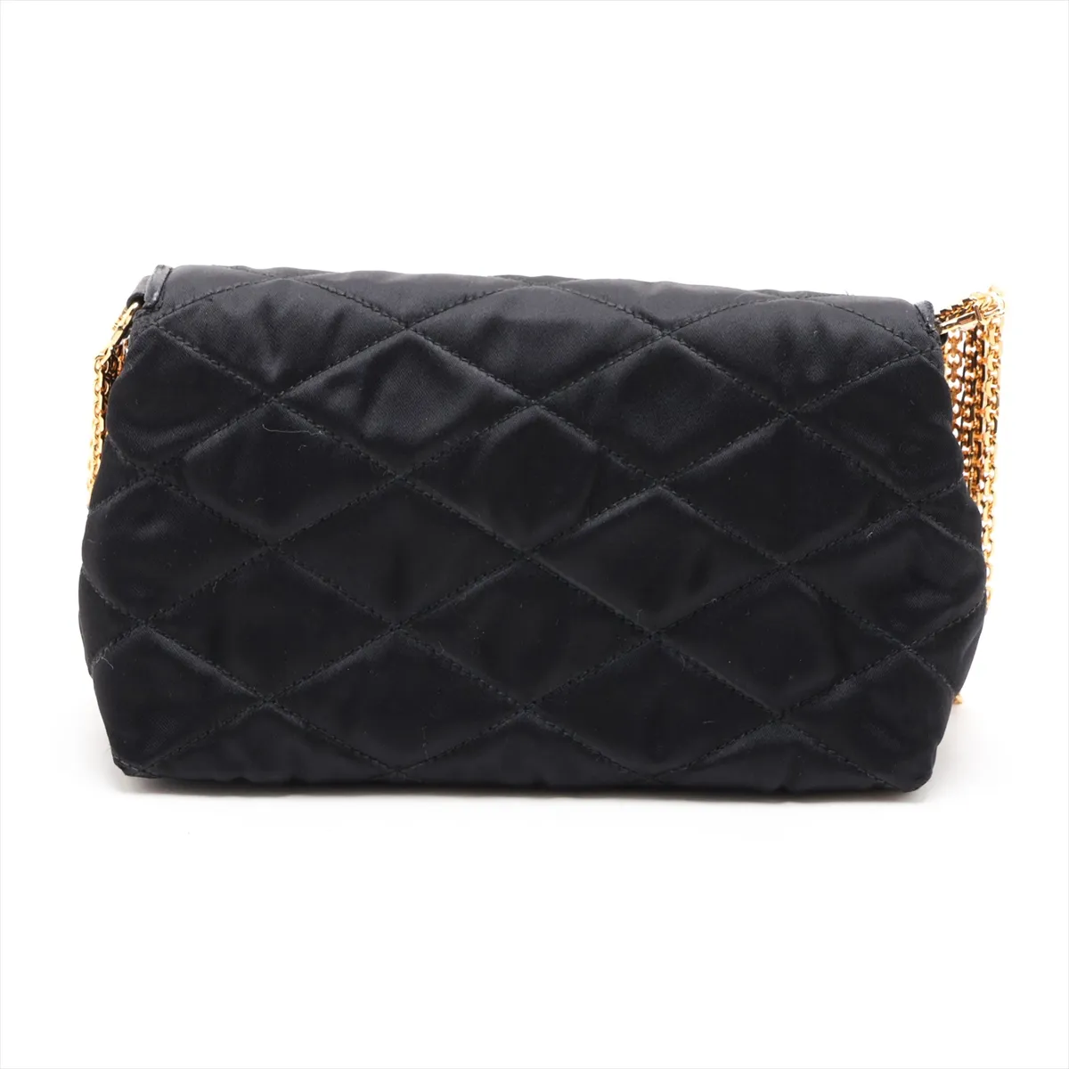Matelassé Satin Chain Shoulder Bag, Black with Gold Hardware, 0655927 (Serial Number in the 0s) — view 2