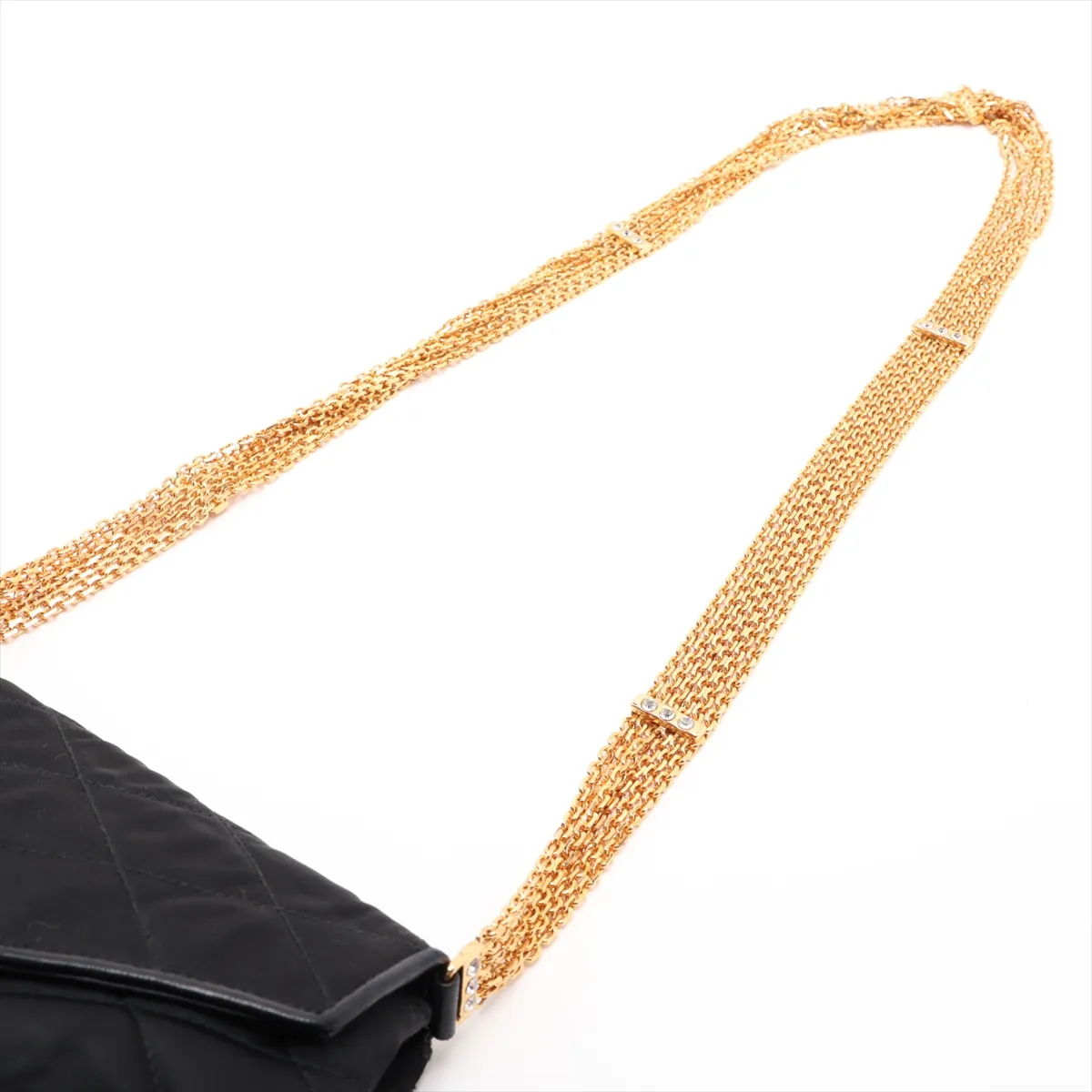 Matelassé Satin Chain Shoulder Bag, Black with Gold Hardware, 0655927 (Serial Number in the 0s) — view 5