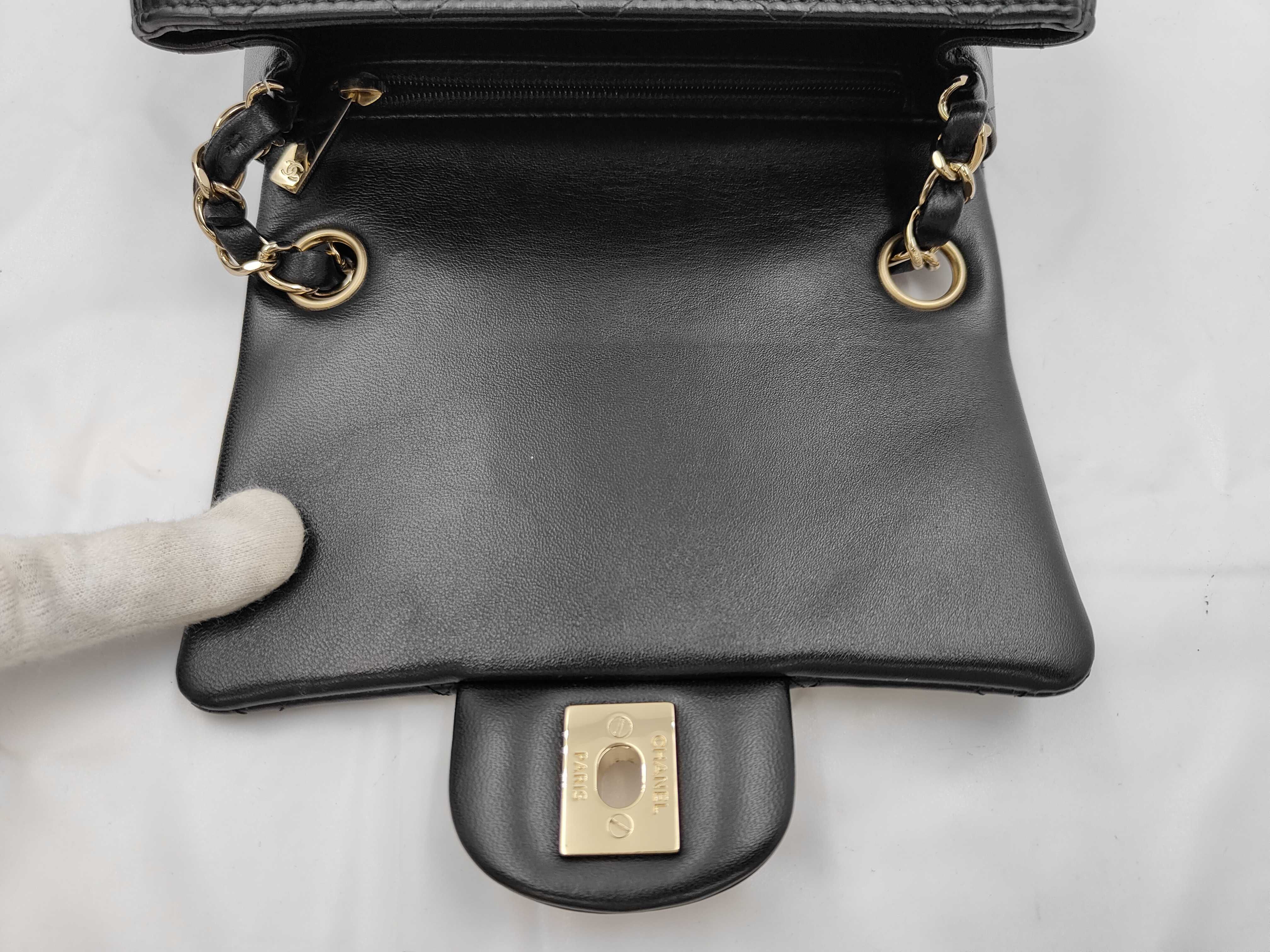 Mini Matelassé Chain Shoulder Bag, Lambskin, Black, SS IC Plate Shoulder Bag — view 7
