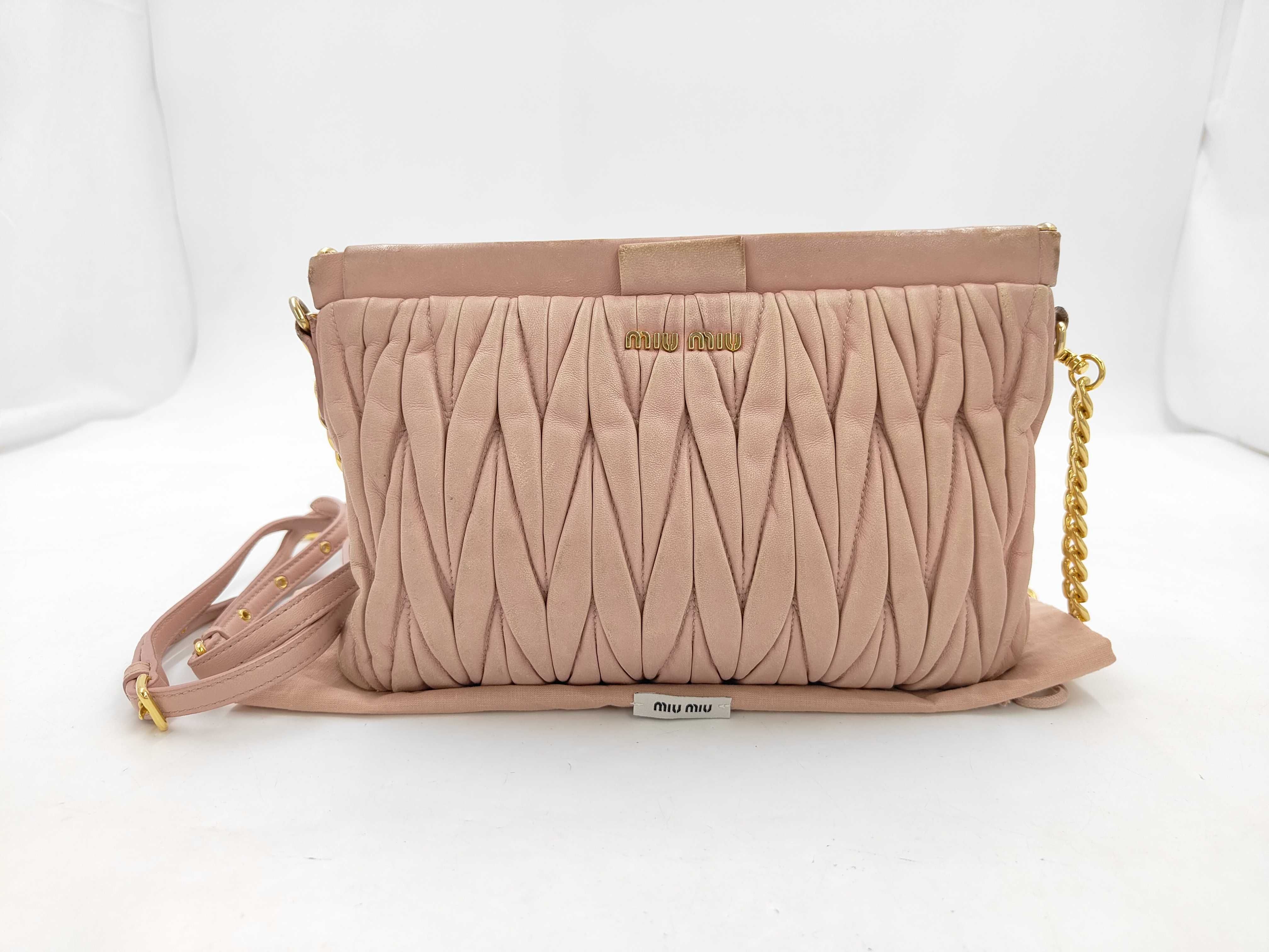 Matelassé Chain Shoulder Bag, Pink Shoulder Bag