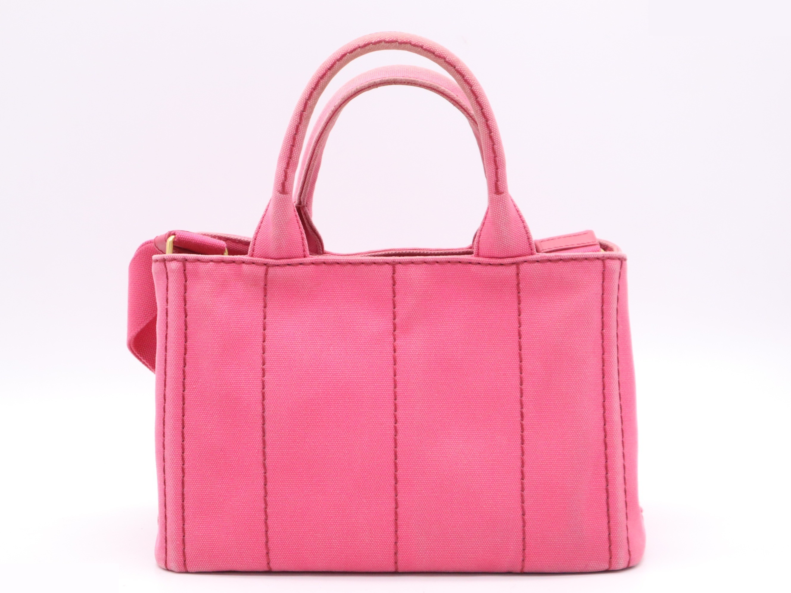 Denim Canapa Tote Bag, Mini Size, Pink, Gold Hardware, Shoulder Strap — view 2