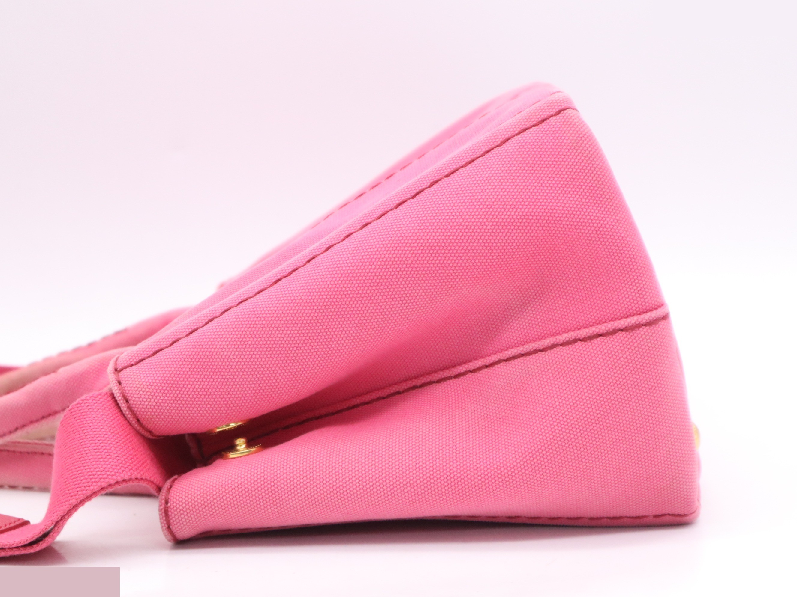 Denim Canapa Tote Bag, Mini Size, Pink, Gold Hardware, Shoulder Strap — view 3