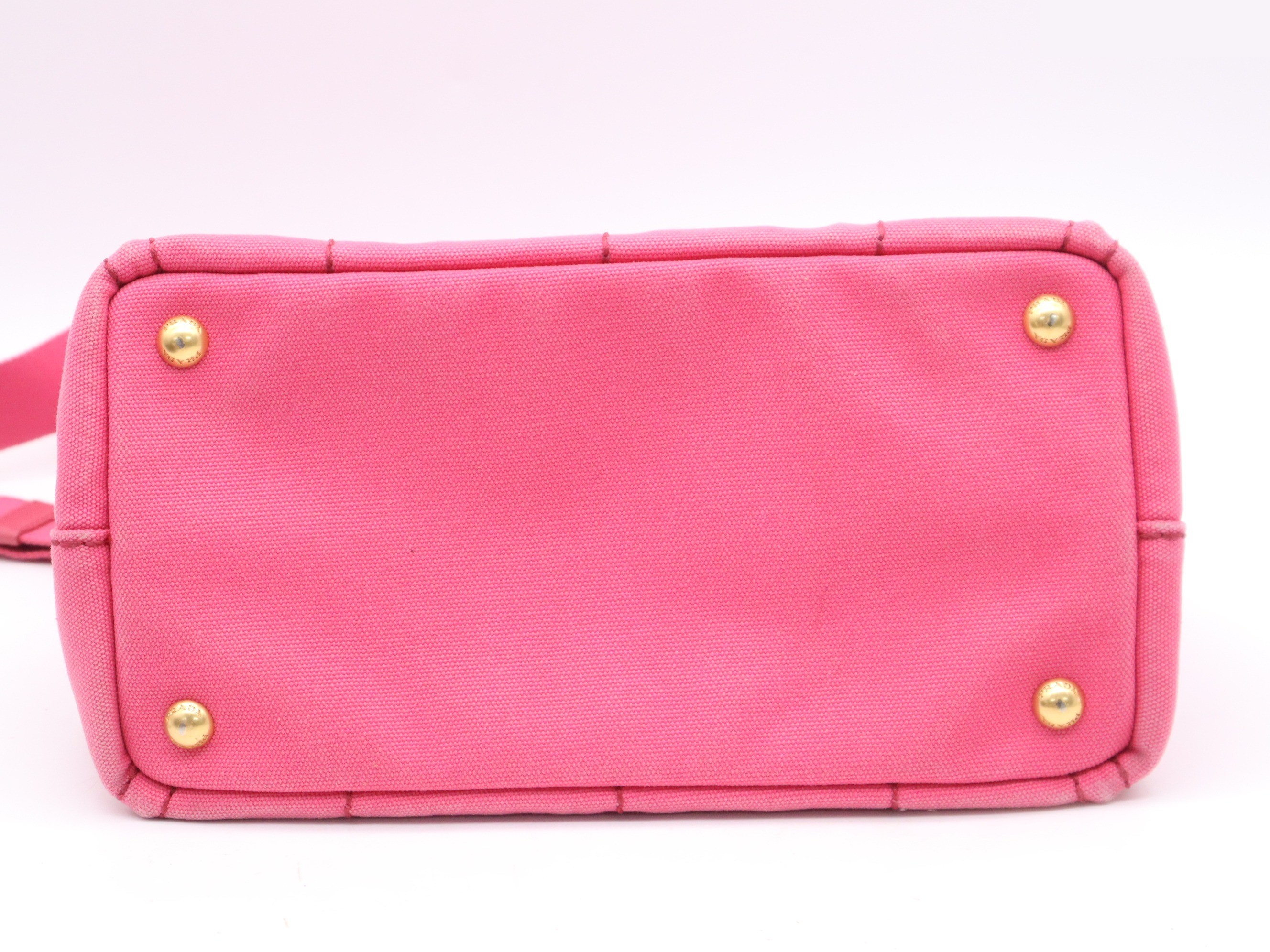 Denim Canapa Tote Bag, Mini Size, Pink, Gold Hardware, Shoulder Strap — view 4