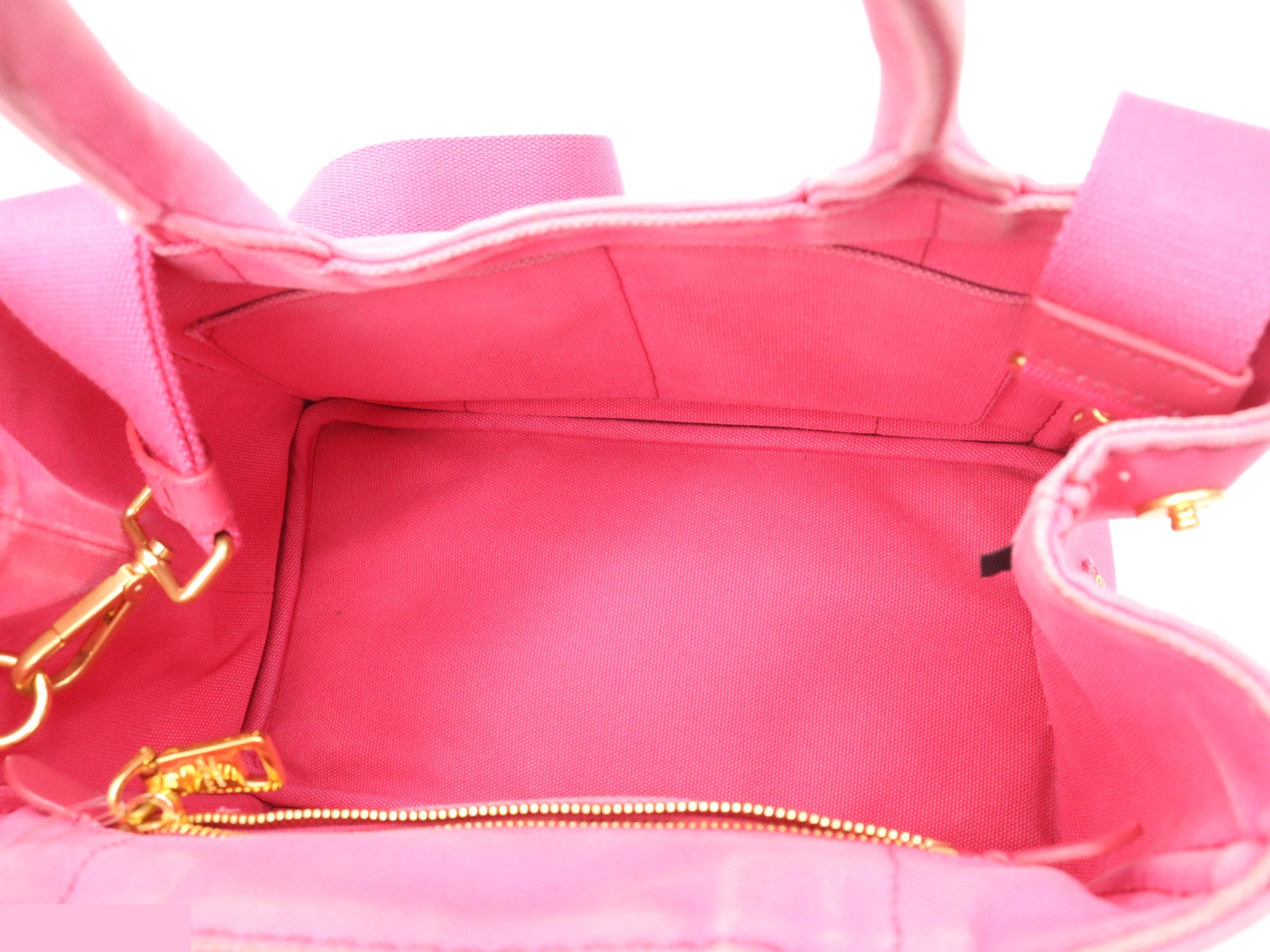 Denim Canapa Tote Bag, Mini Size, Pink, Gold Hardware, Shoulder Strap — view 7