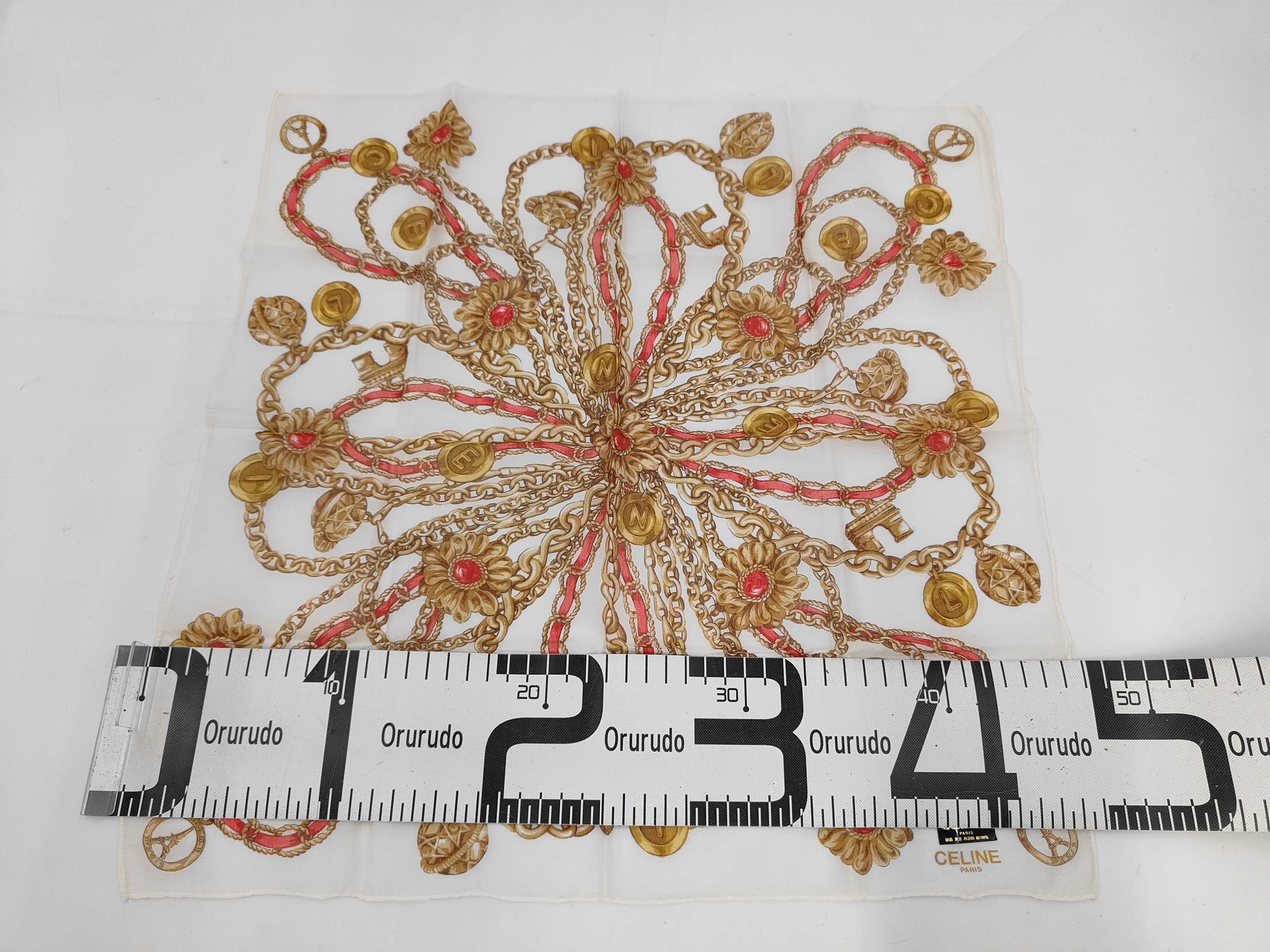 scarf/handkerchief with chain, all-over pattern, logo, unused, other accessories. — view 2