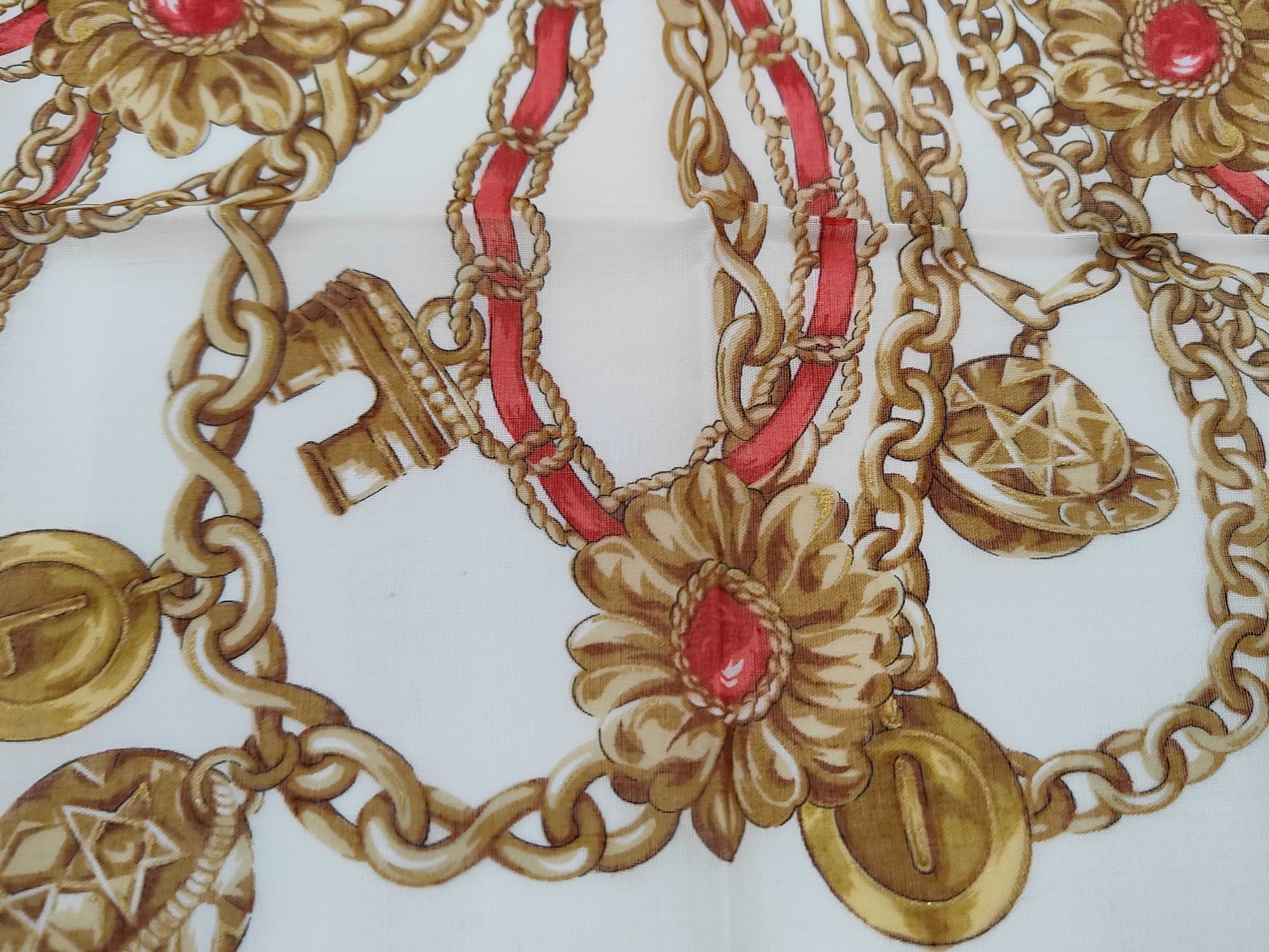 scarf/handkerchief with chain, all-over pattern, logo, unused, other accessories. — view 5