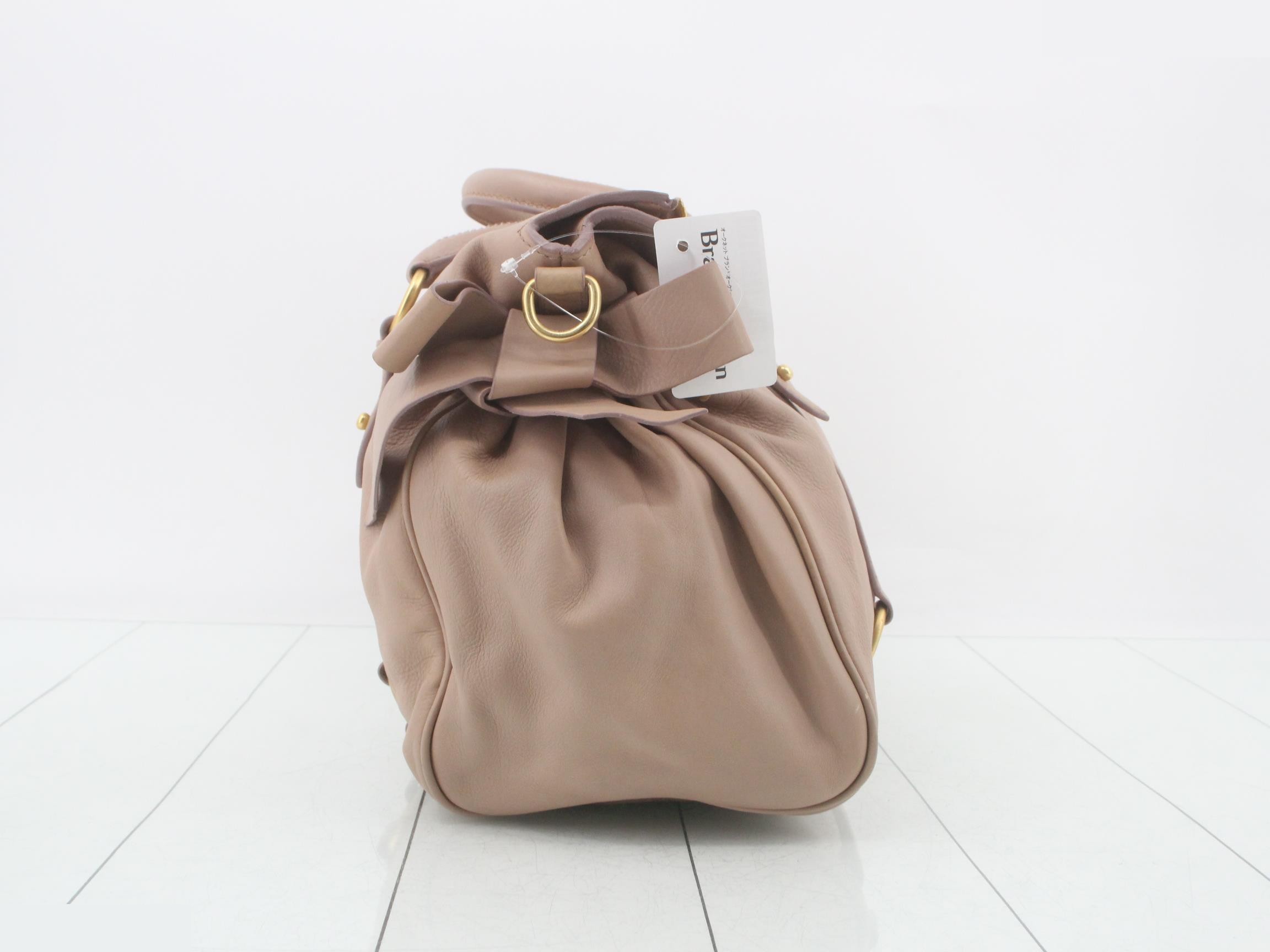 handbag, leather, beige, with shoulder strap. — view 4