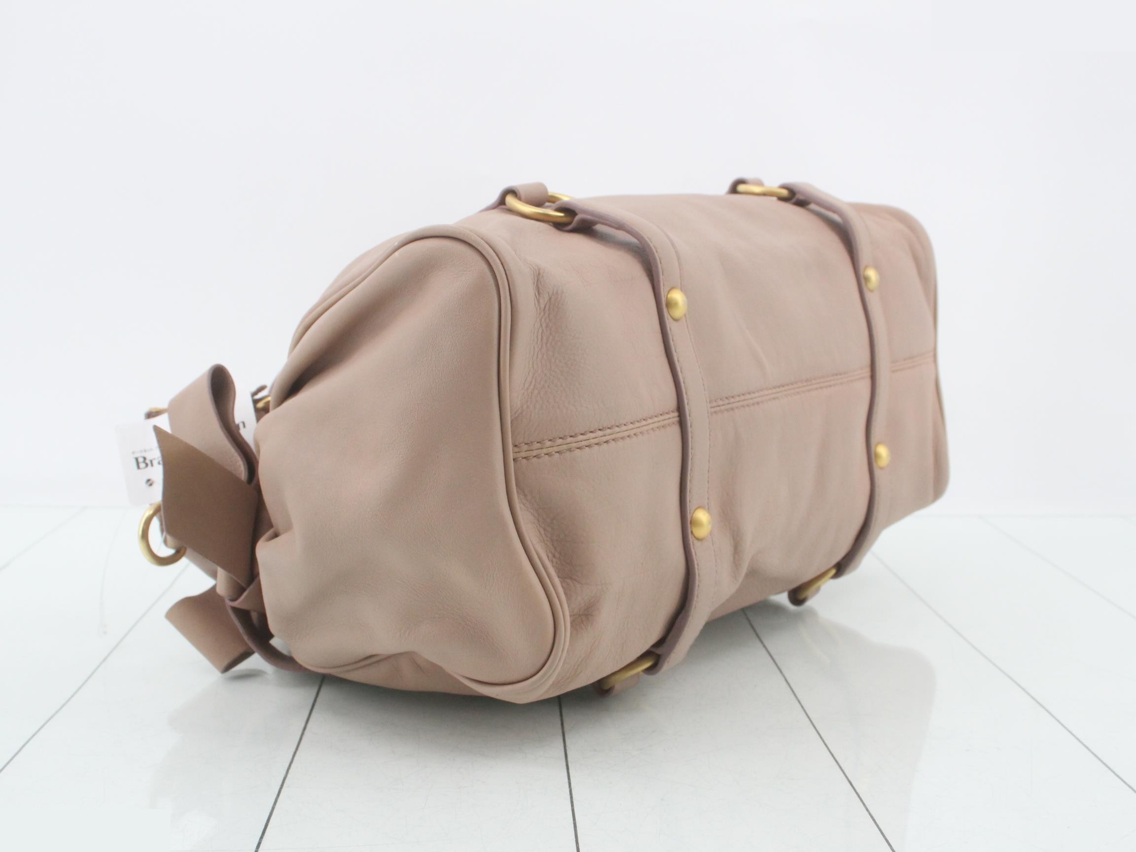 handbag, leather, beige, with shoulder strap. — view 5