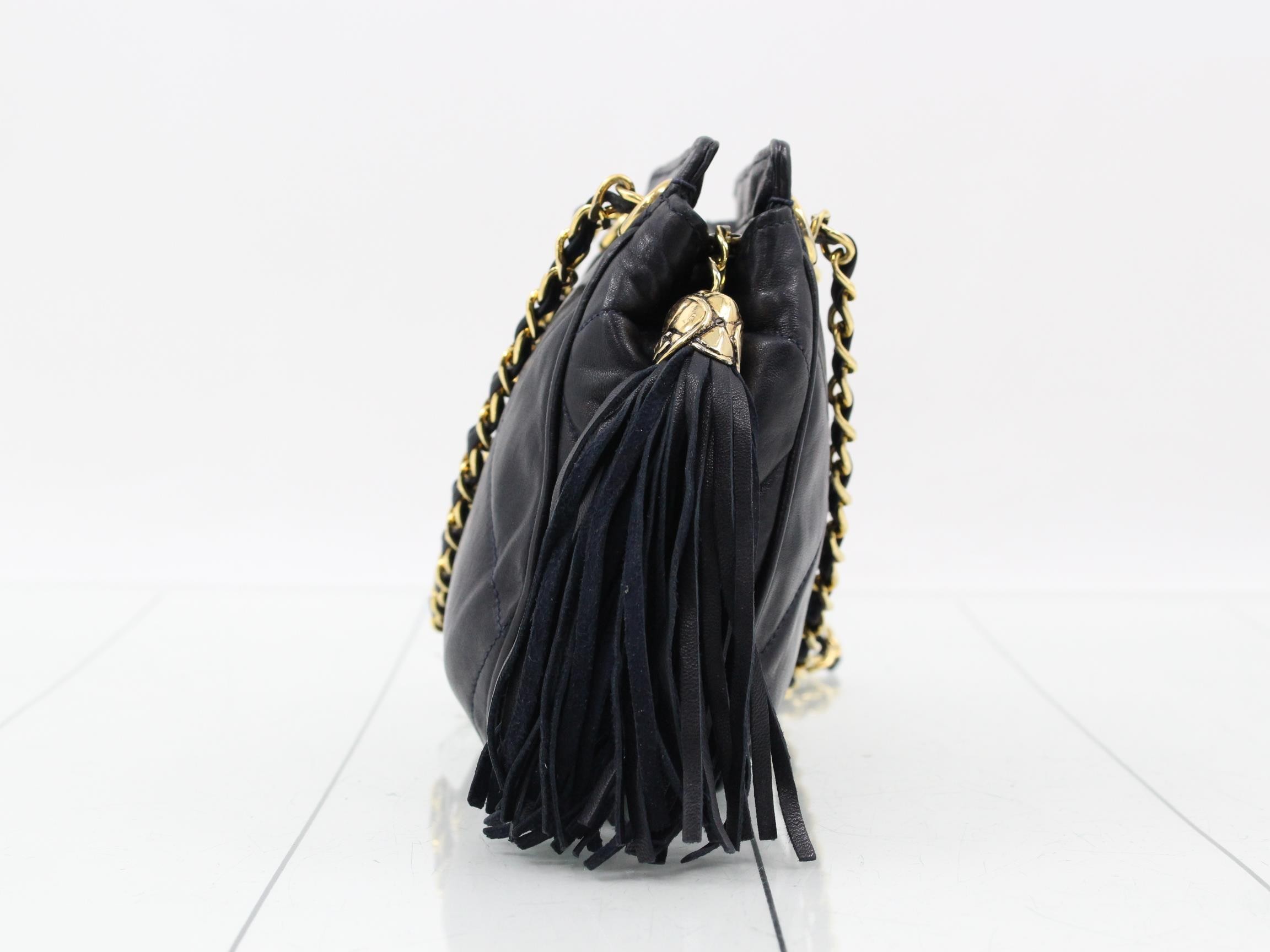 Matelassé Coco Mark Fringe Lambskin Chain Shoulder Bag — view 4