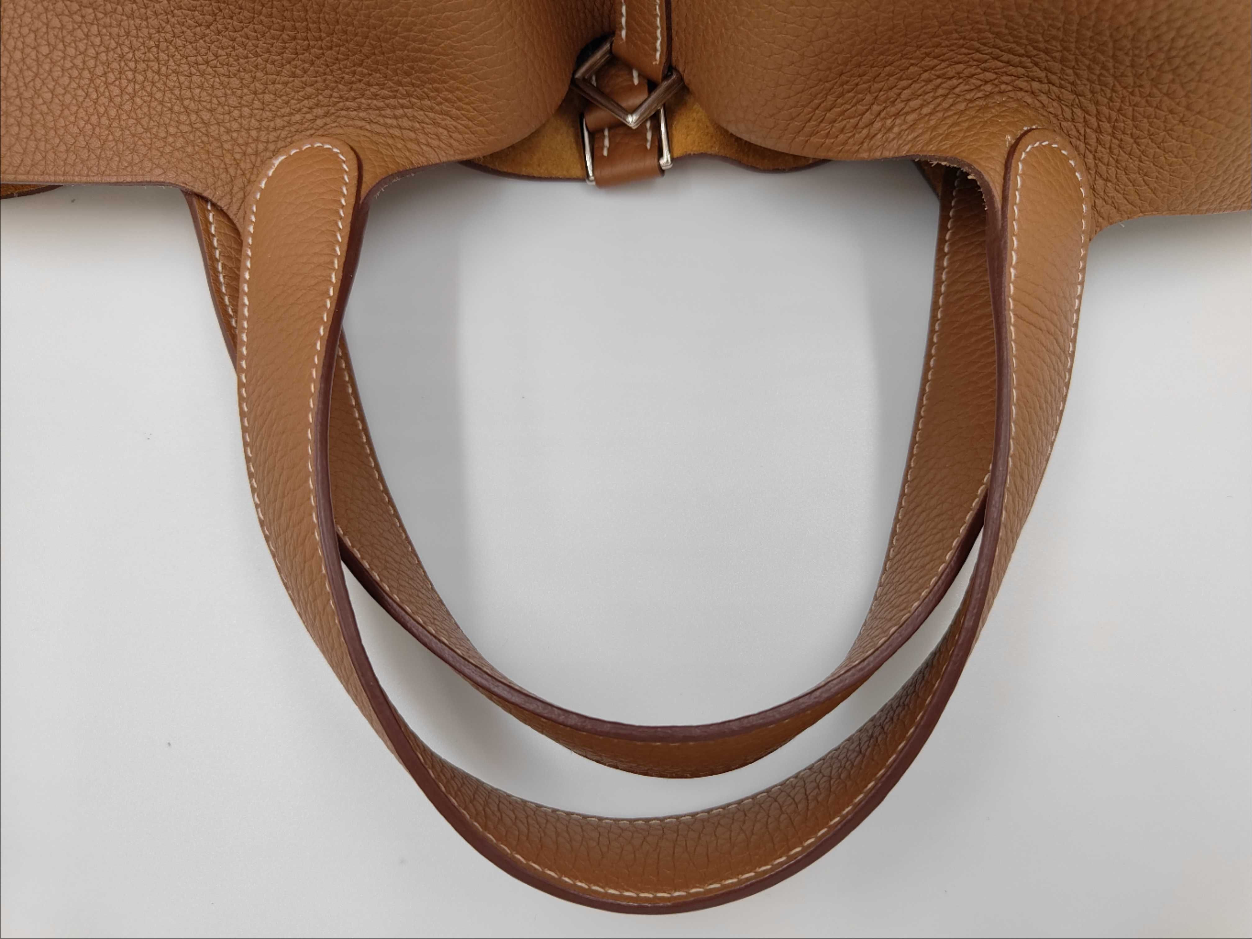 Picotin Lock 22 MM Taurillon Clemence Leather Gold Silver Hardware B Stamp Handbag — view 9