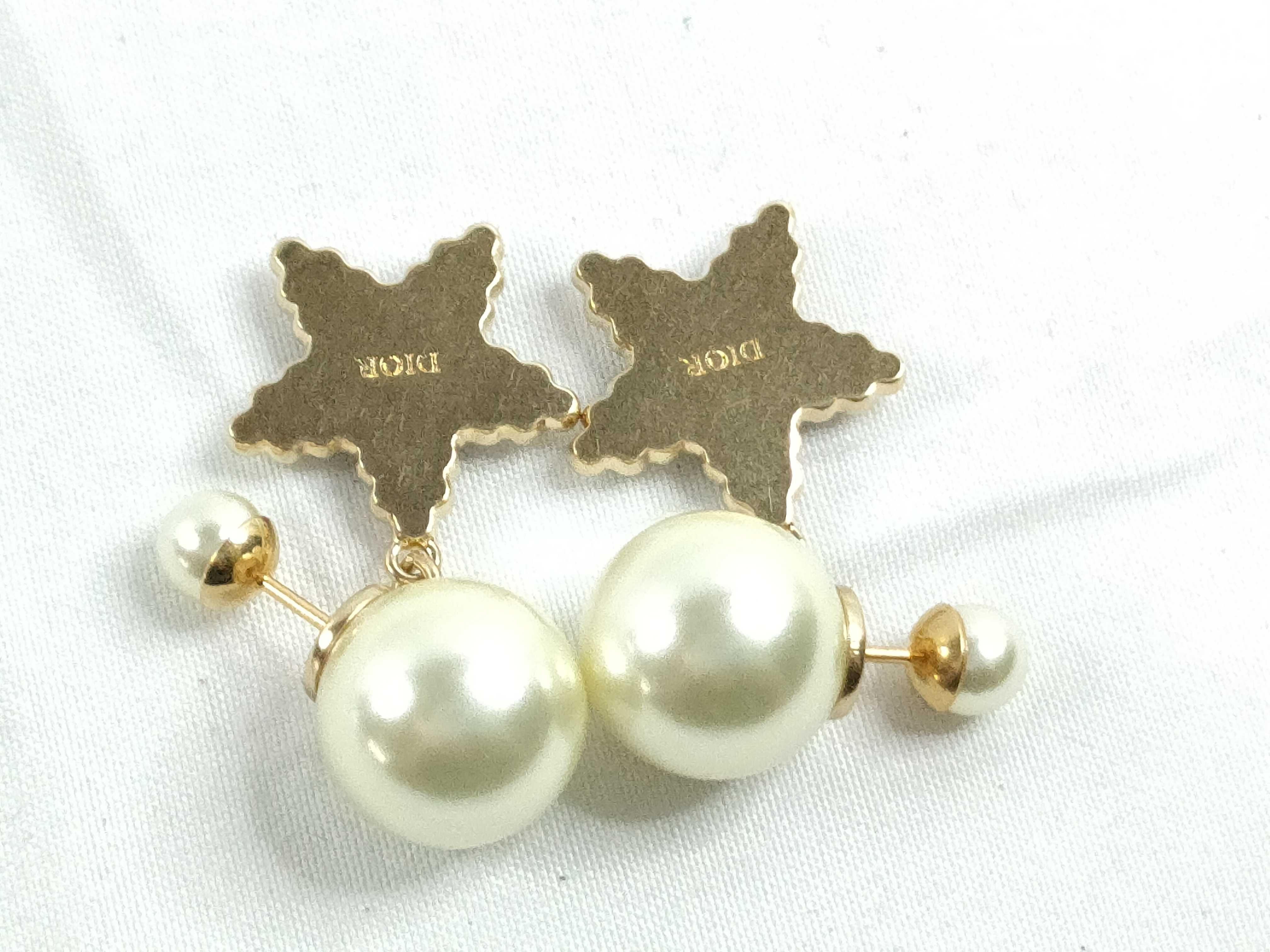Tribal Pearl Star Earrings — view 2