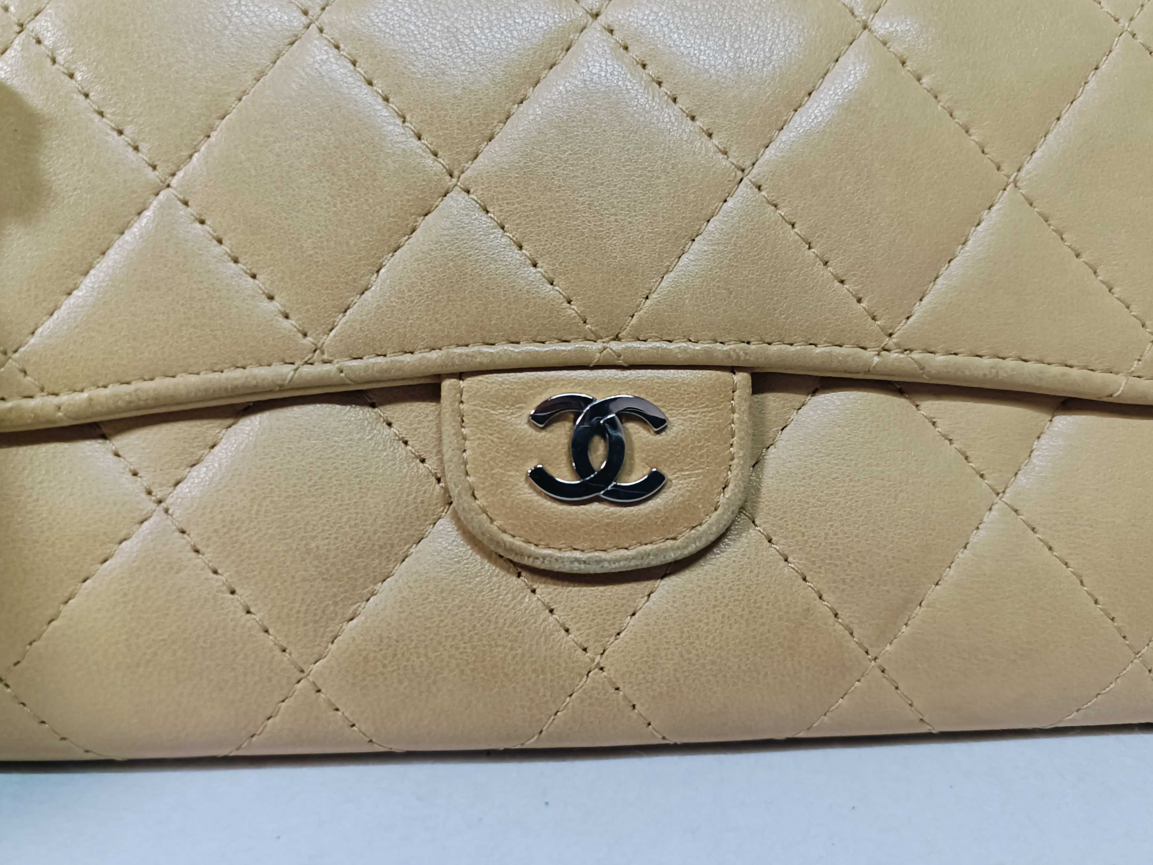 Lambskin Matelassé Wallet with Coco Mark, Beige — view 7