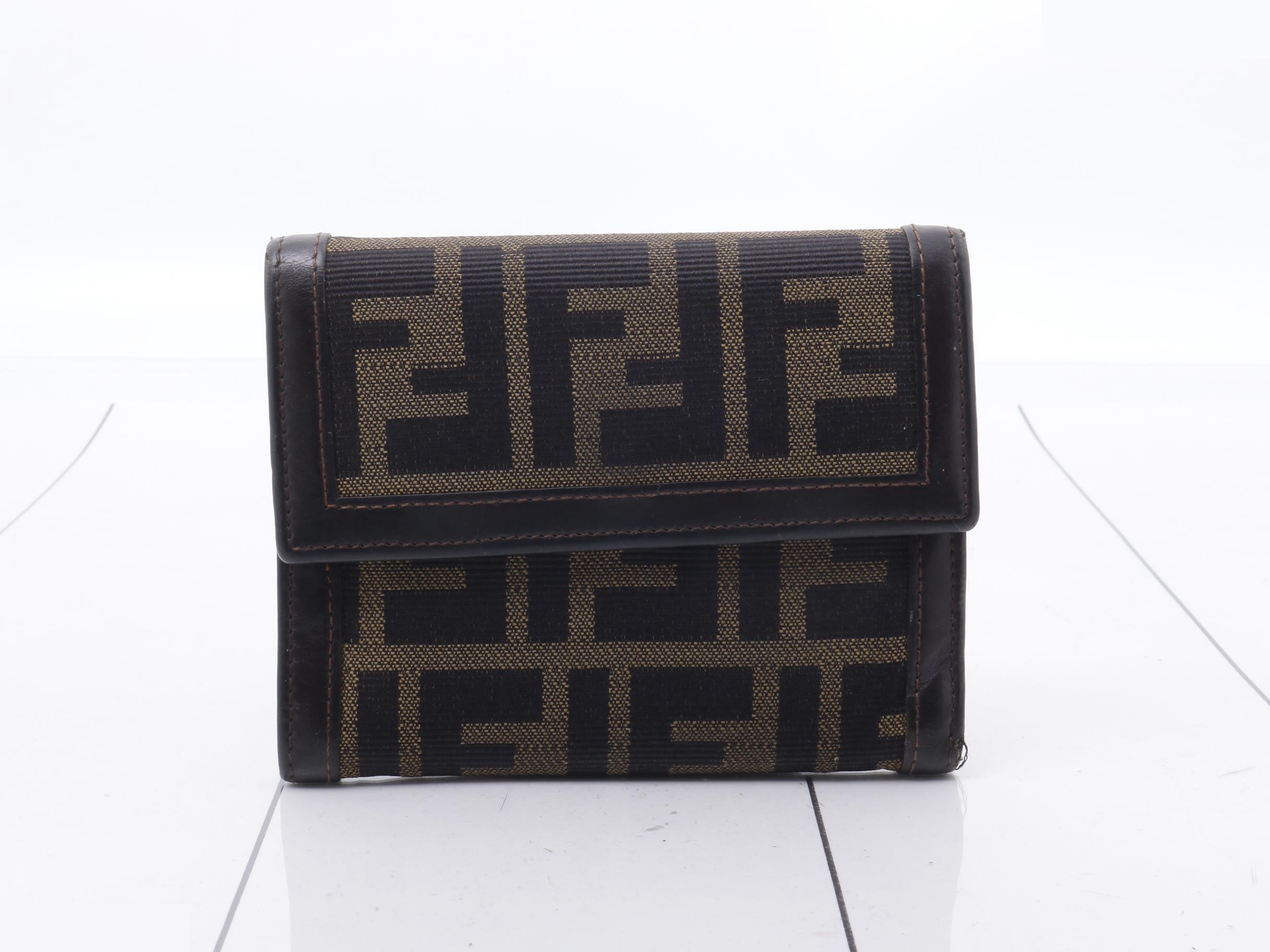 Compact Wallet, Canvas, Dark Brown, ZUCCA