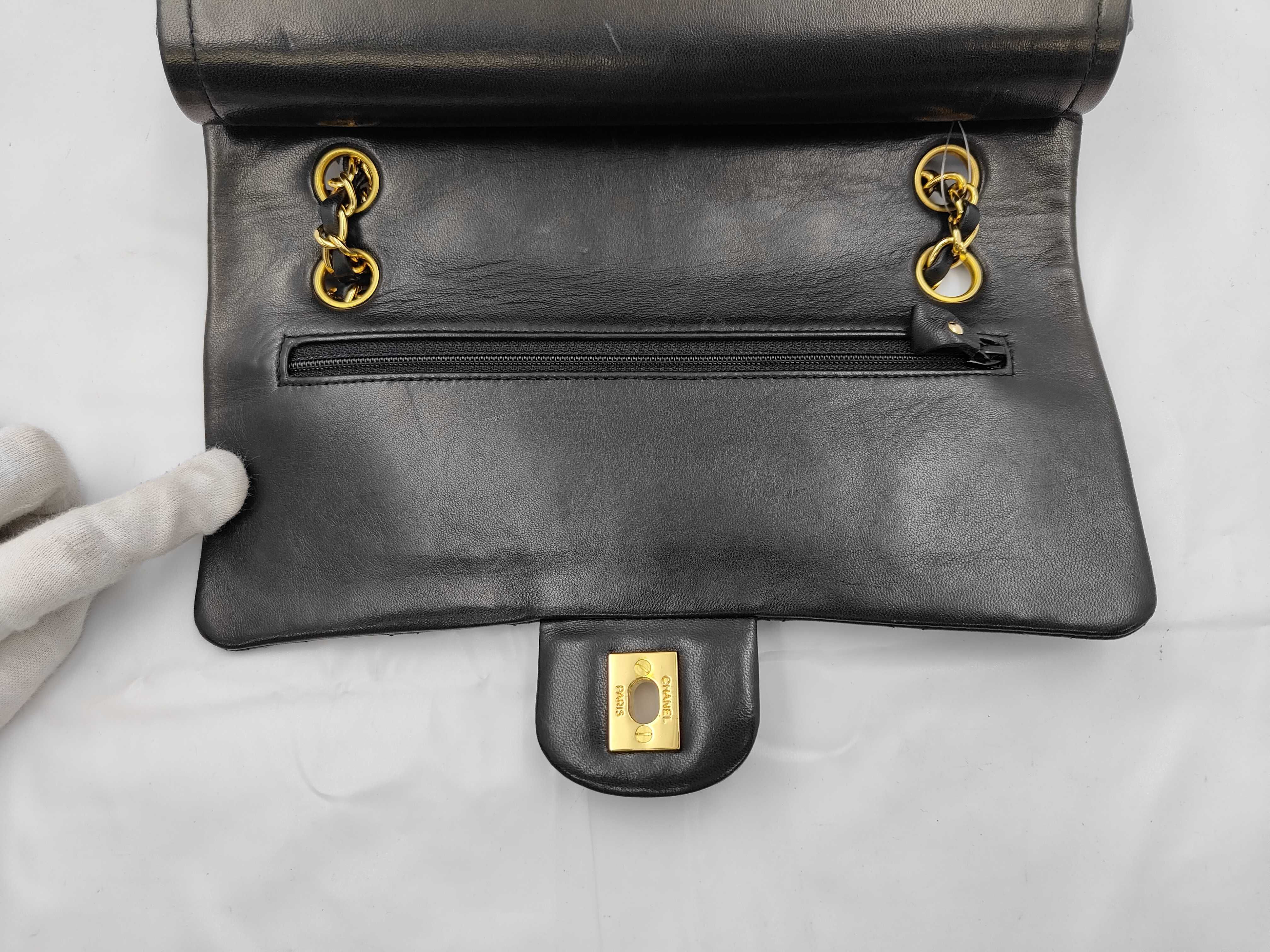 Matelassé Double Flap Shoulder Bag, Black — view 7