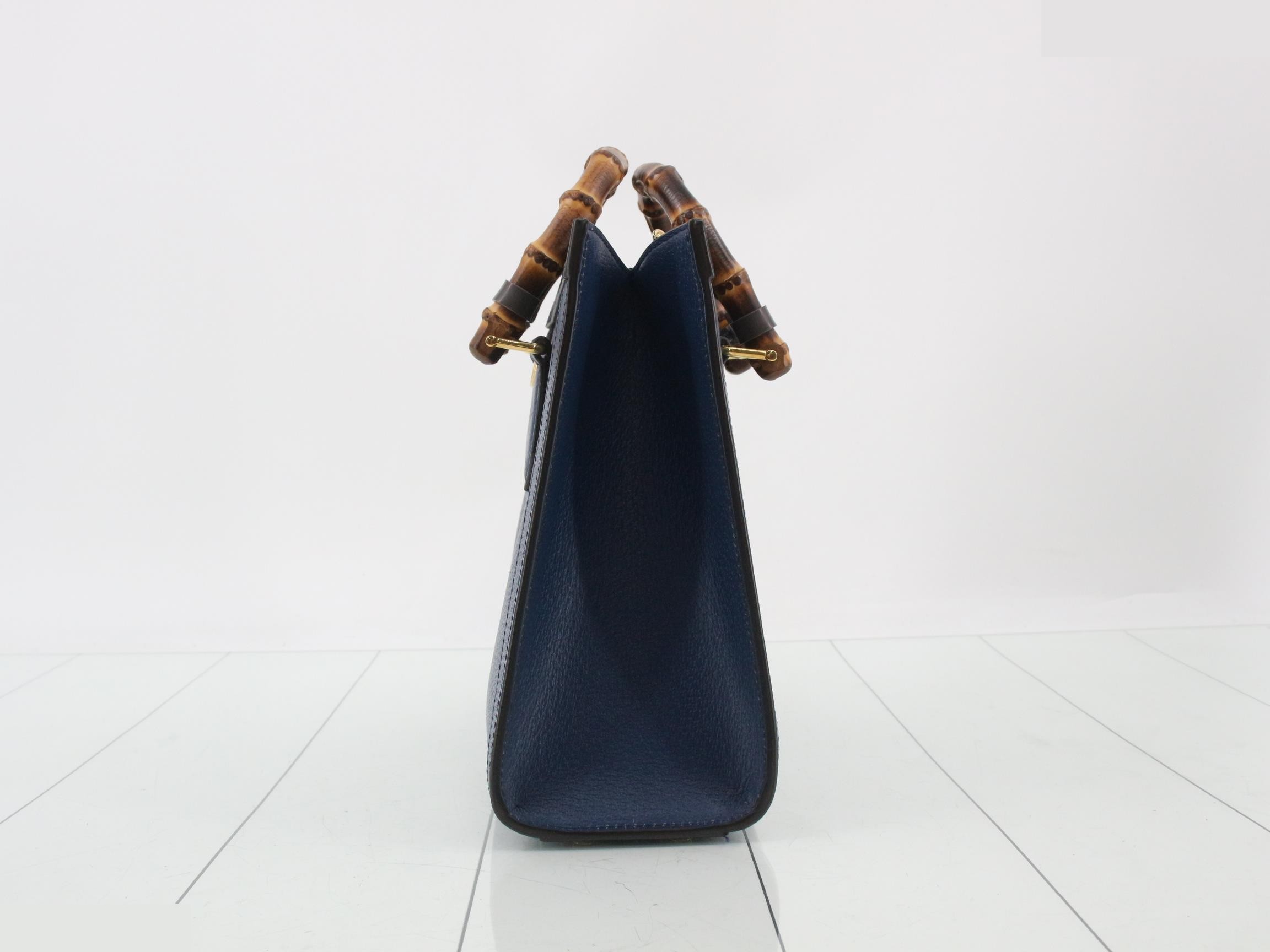 Bamboo Diana Leather 2-Way Handbag, Blue, 702721 — view 3