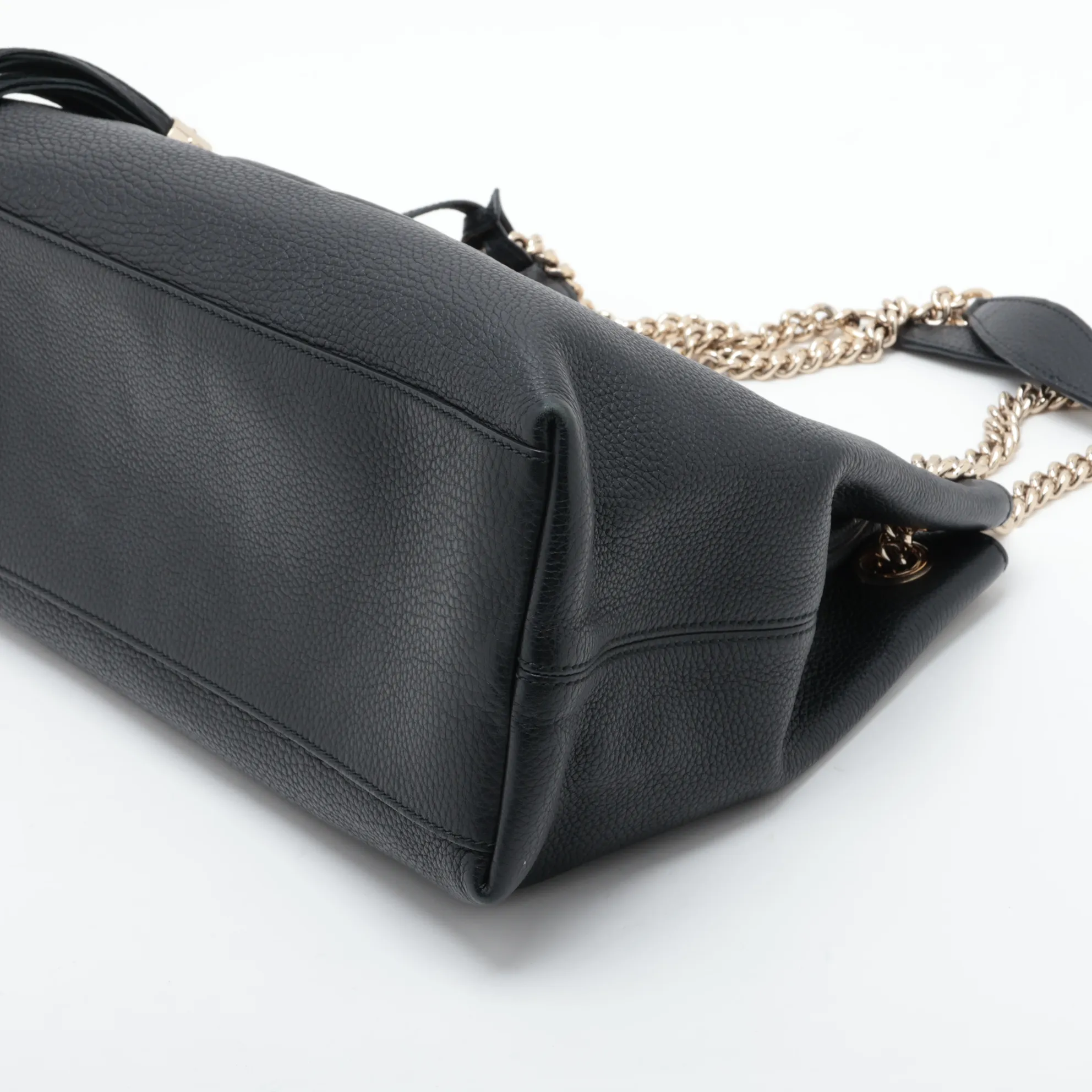Soho 308982 Leather Chain Shoulder Bag, Black — view 3