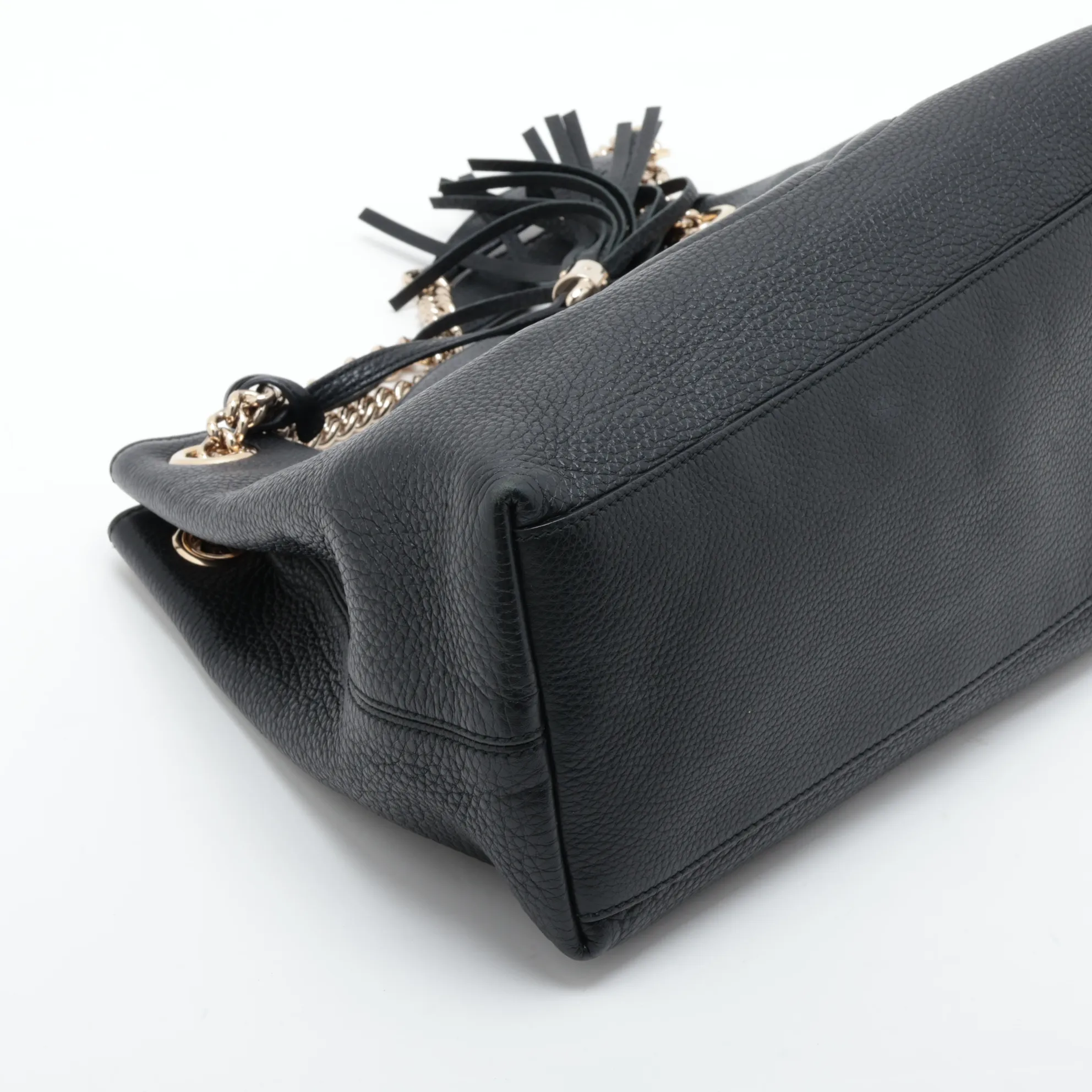 Soho 308982 Leather Chain Shoulder Bag, Black — view 4