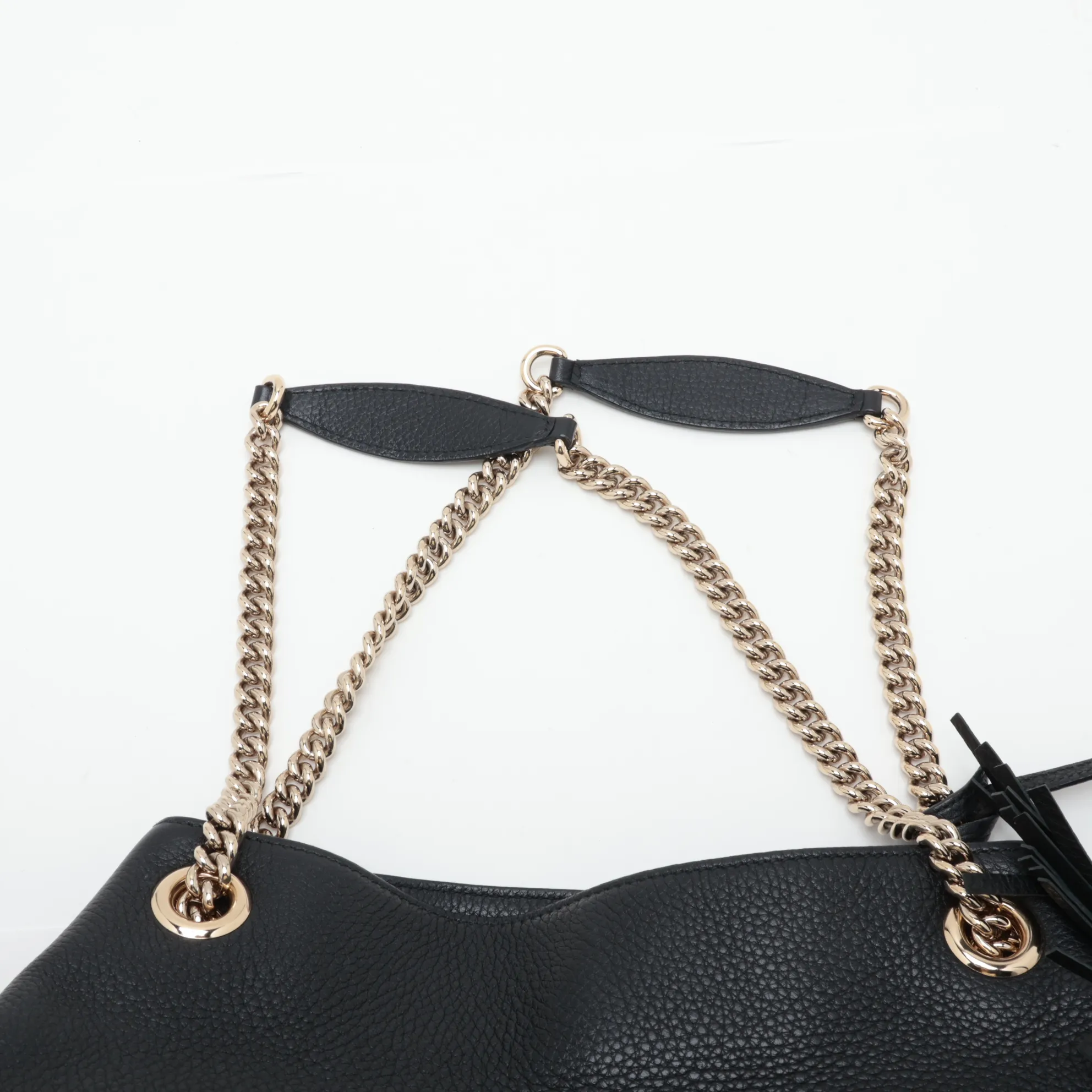 Soho 308982 Leather Chain Shoulder Bag, Black — view 6