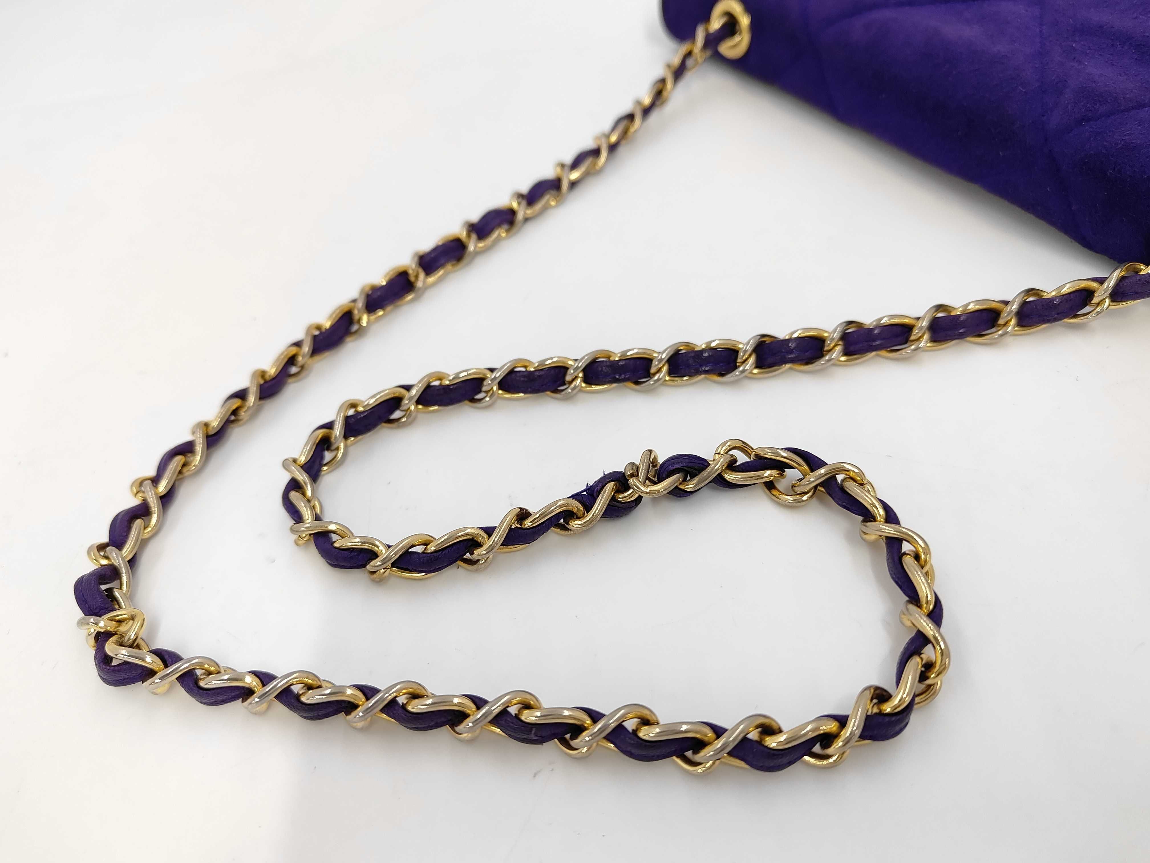 Matelassé Suede Purple Shoulder Bag — view 3