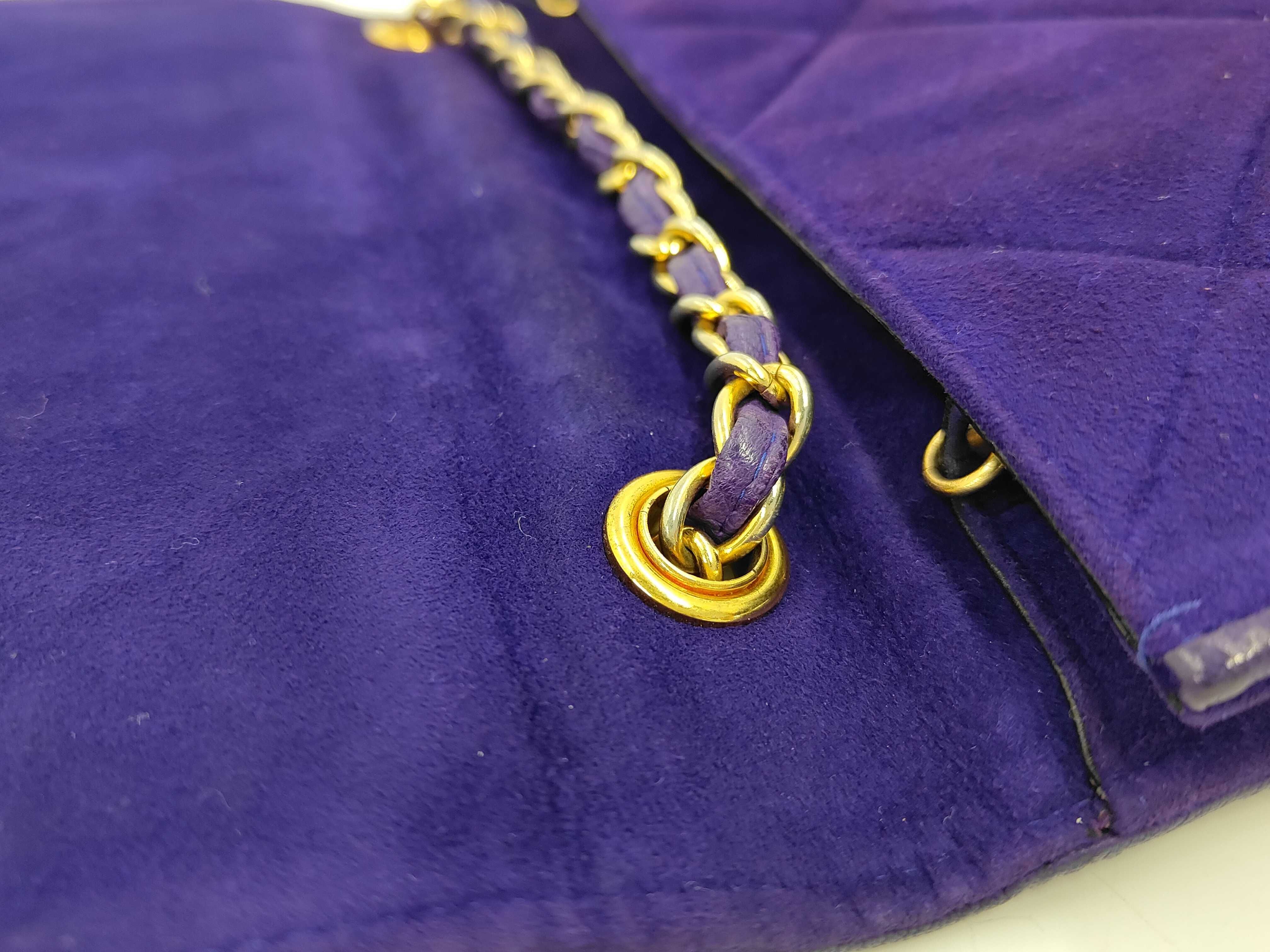 Matelassé Suede Purple Shoulder Bag — view 5