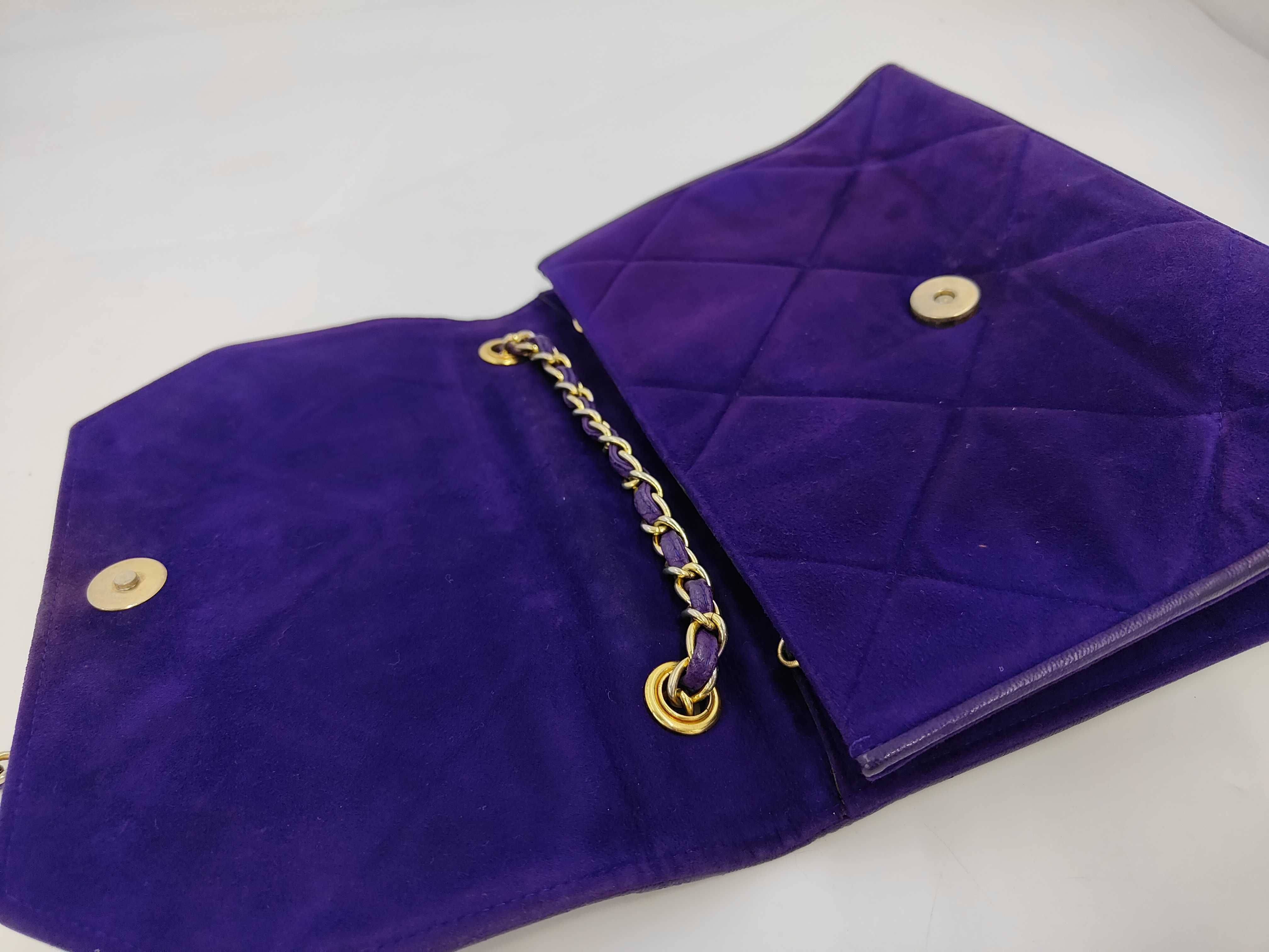 Matelassé Suede Purple Shoulder Bag — view 6