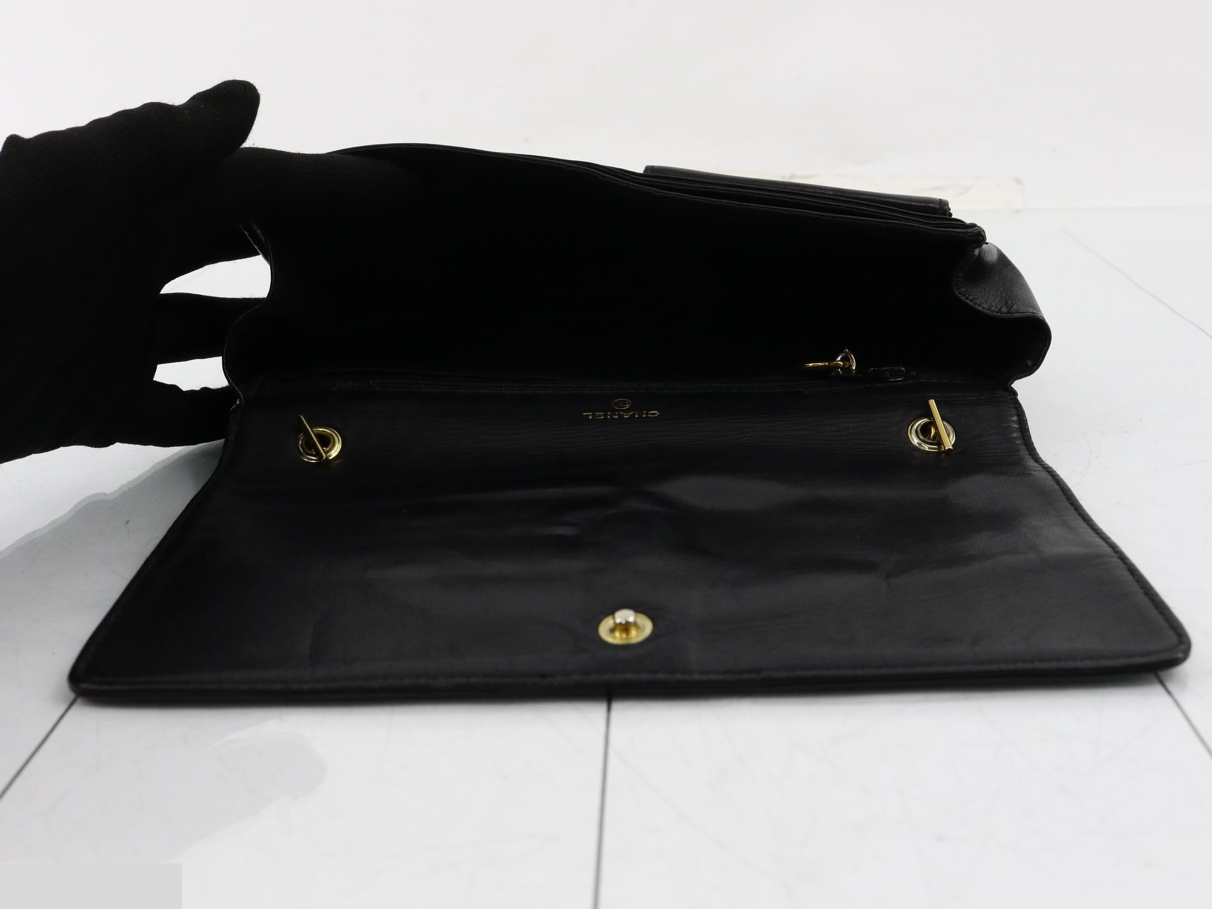 Leather Coco Mark Chain Wallet, Black — view 4