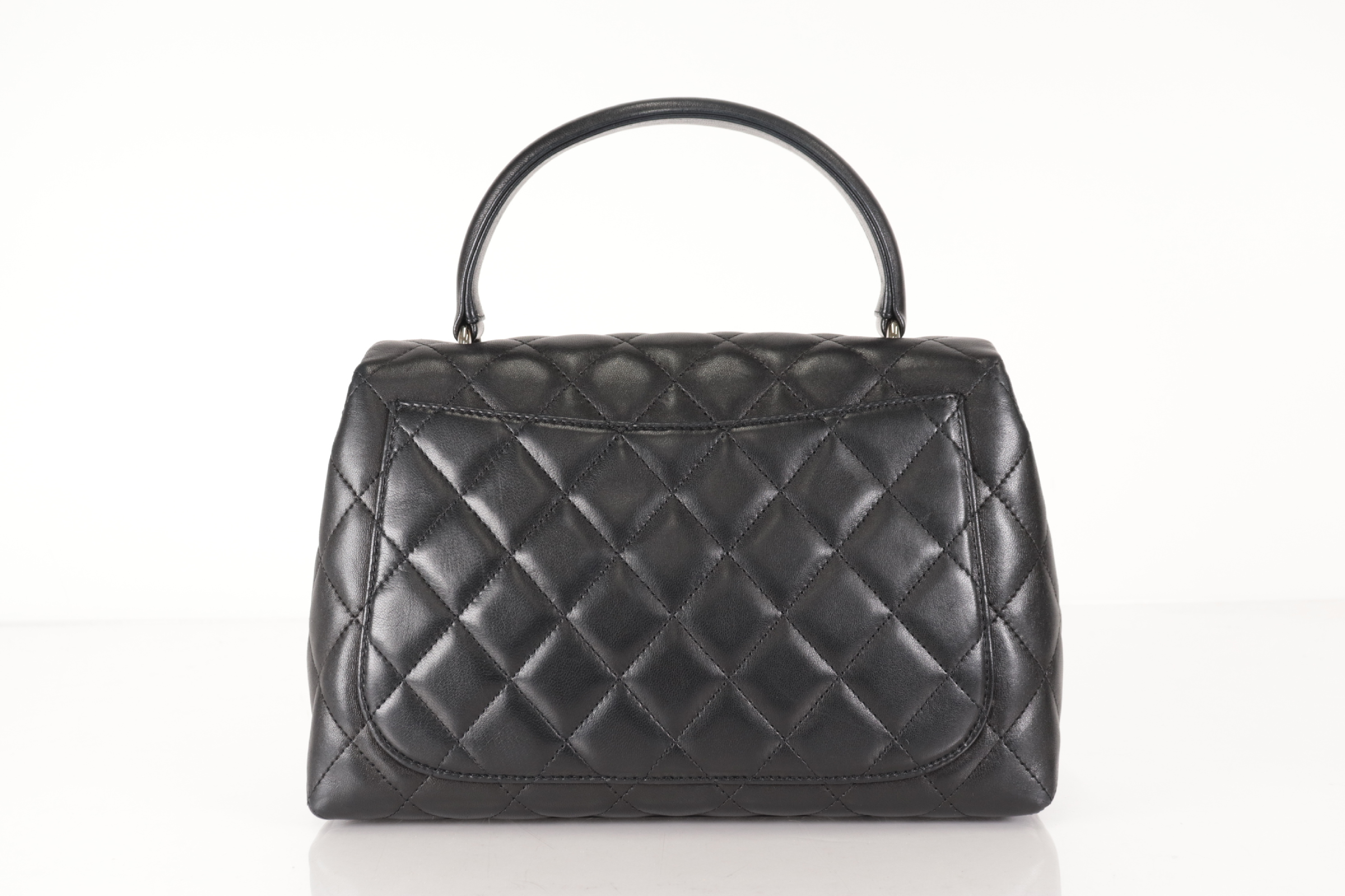 Matelassé Lambskin Kelly-style Handbag with Silver Hardware — view 3