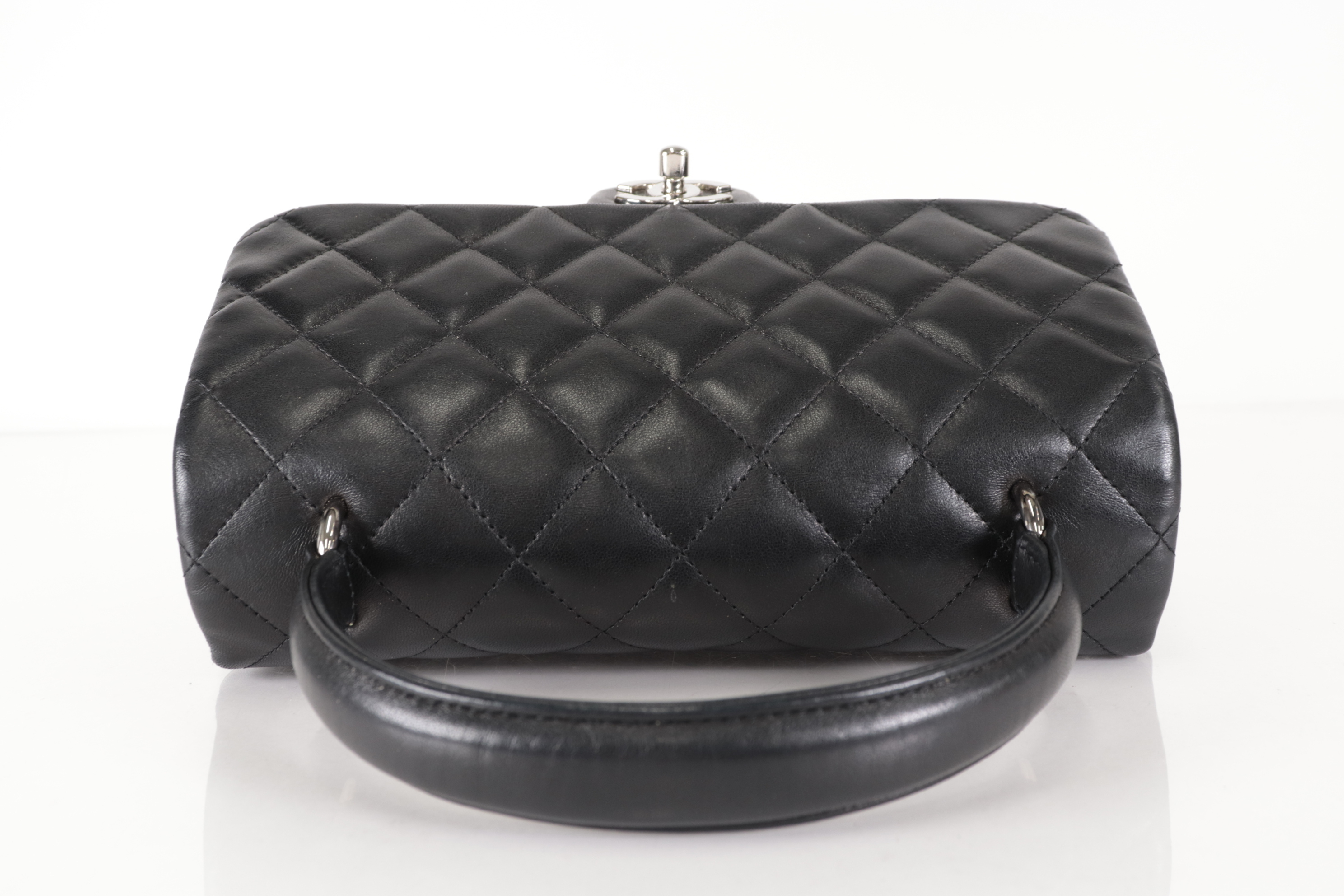 Matelassé Lambskin Kelly-style Handbag with Silver Hardware — view 6