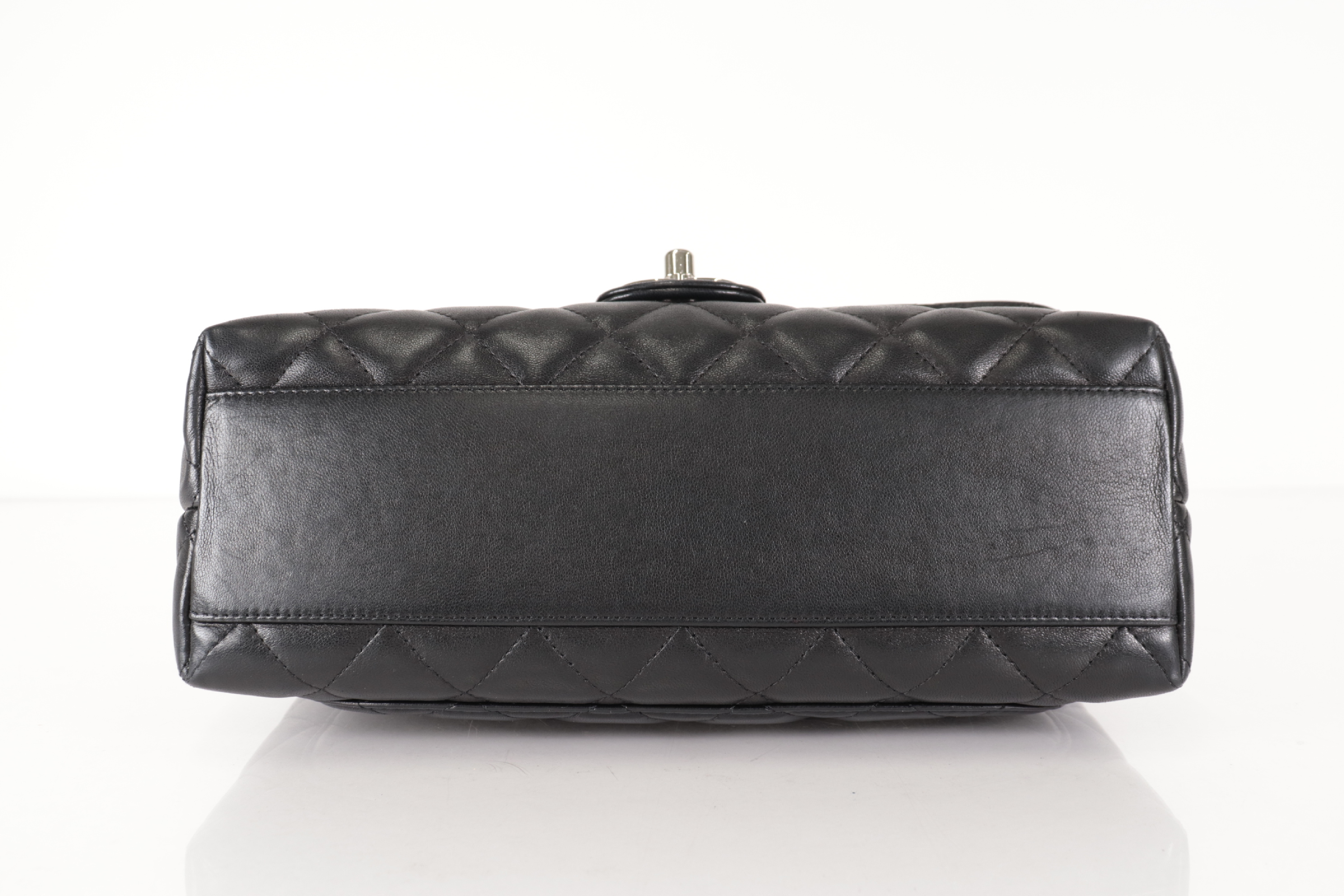 Matelassé Lambskin Kelly-style Handbag with Silver Hardware — view 7