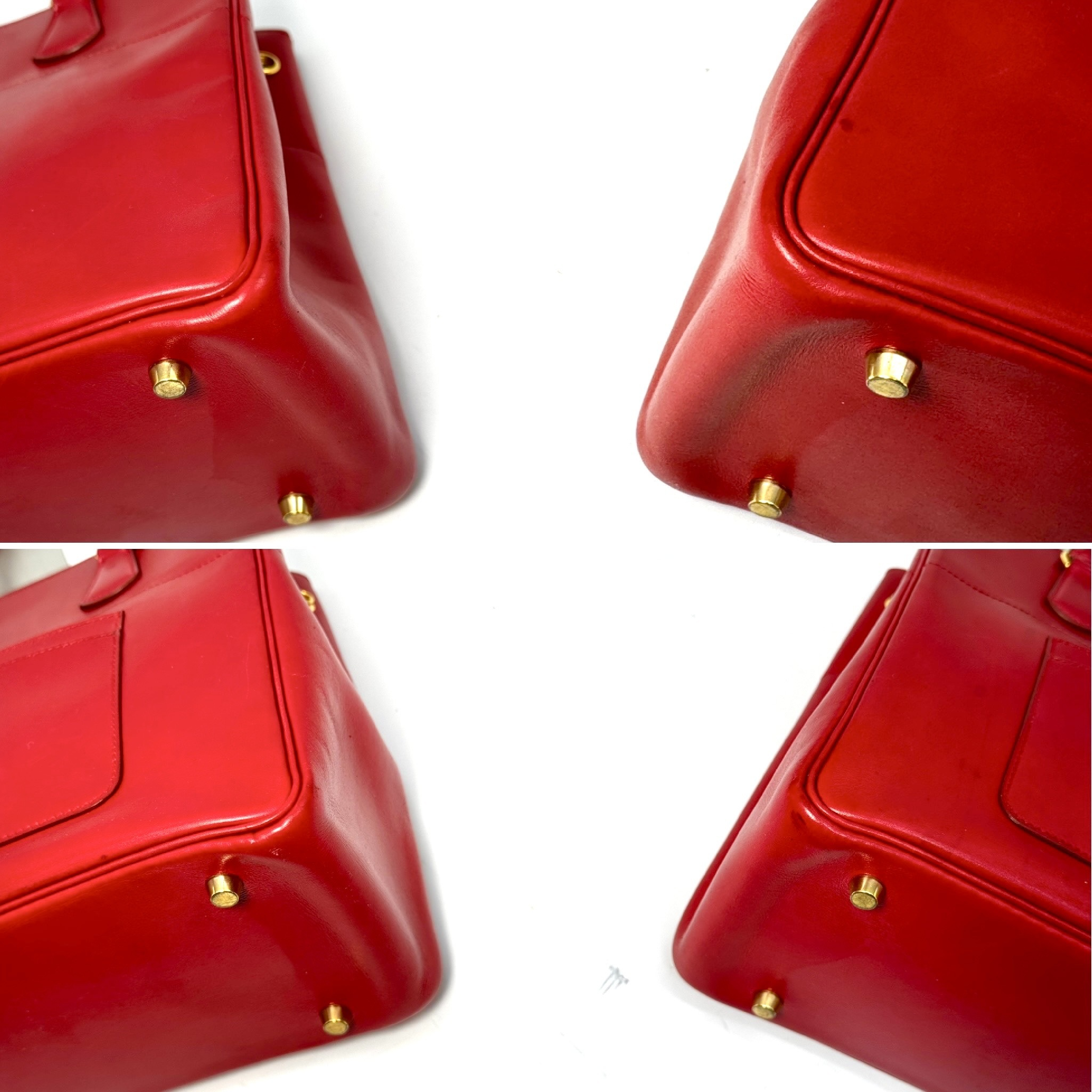 La (with Z stamp) Leather Tote Bag, Red Tote Bag, Handbag — view 5