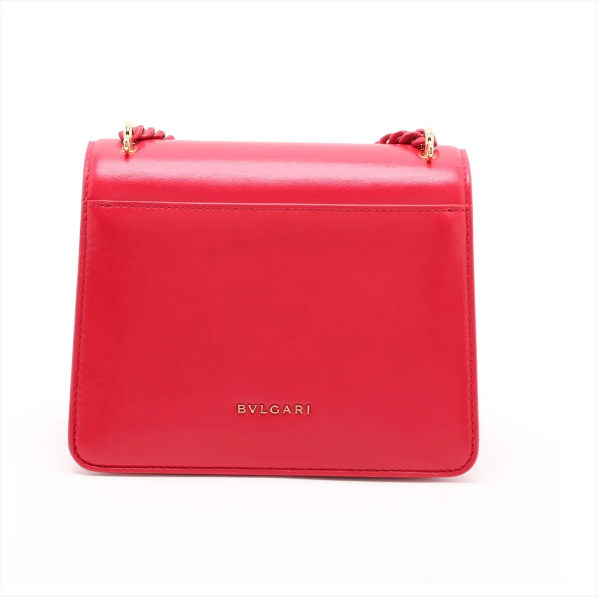 Serpenti Leather 2-Way Handbag, Red, with Mirror — view 2