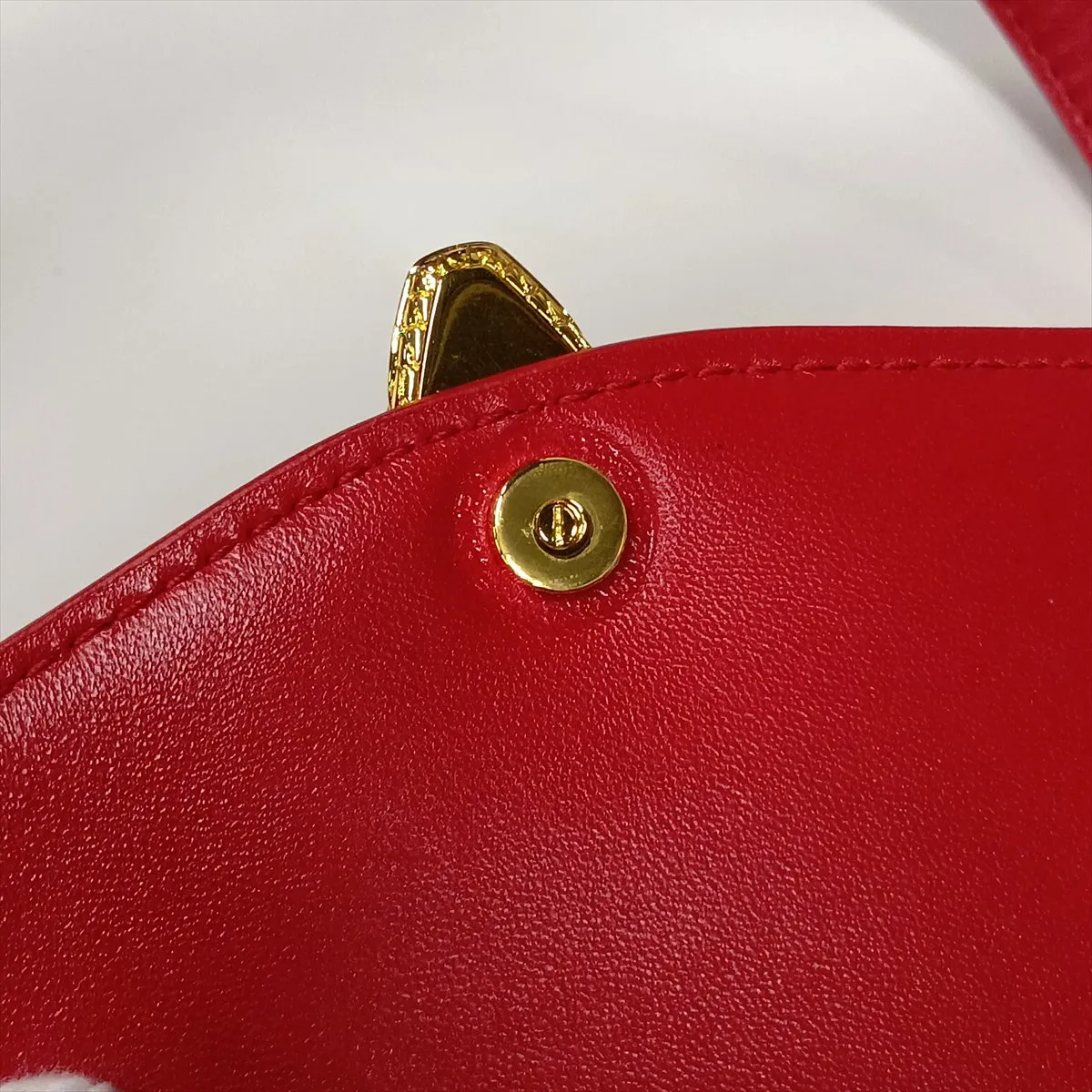 Serpenti Leather 2-Way Handbag, Red, with Mirror — view 14