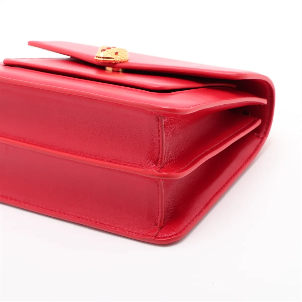 Serpenti Leather 2-Way Handbag, Red, with Mirror — view 3